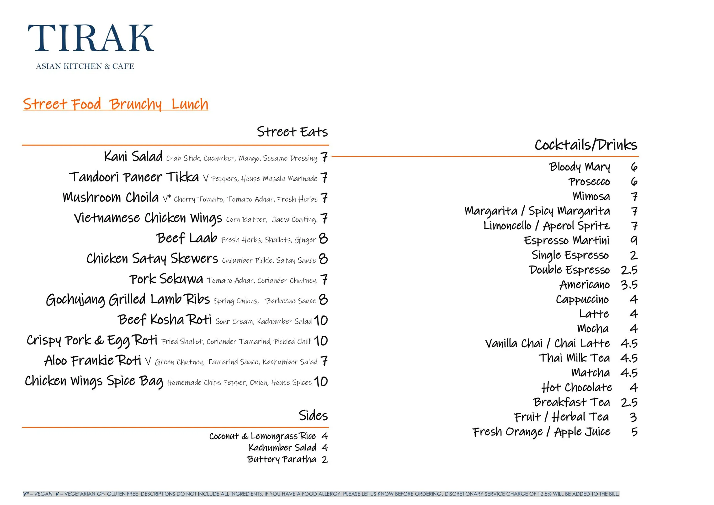 Tirak menu, page 1
