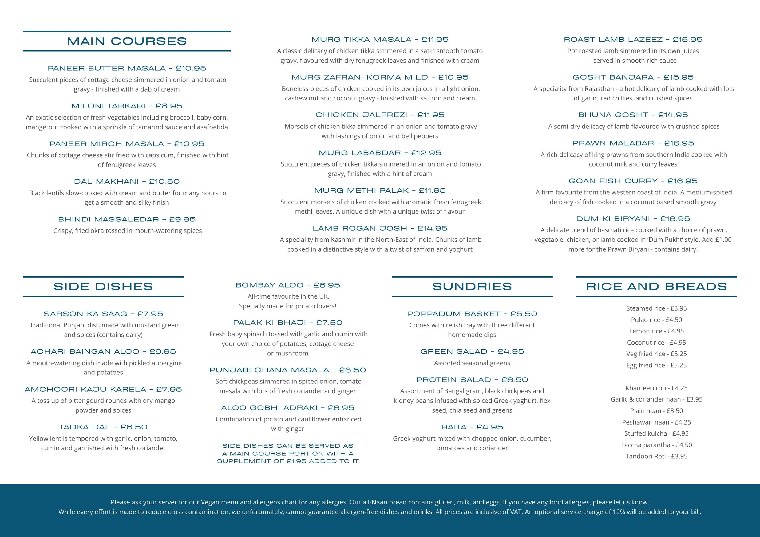 Wah Ji Wah menu, page 2