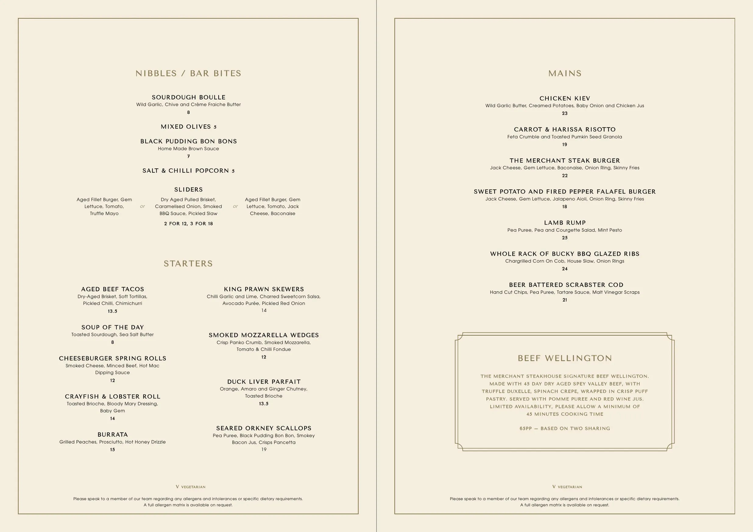 The Merchant Steakhouse menu, page 2