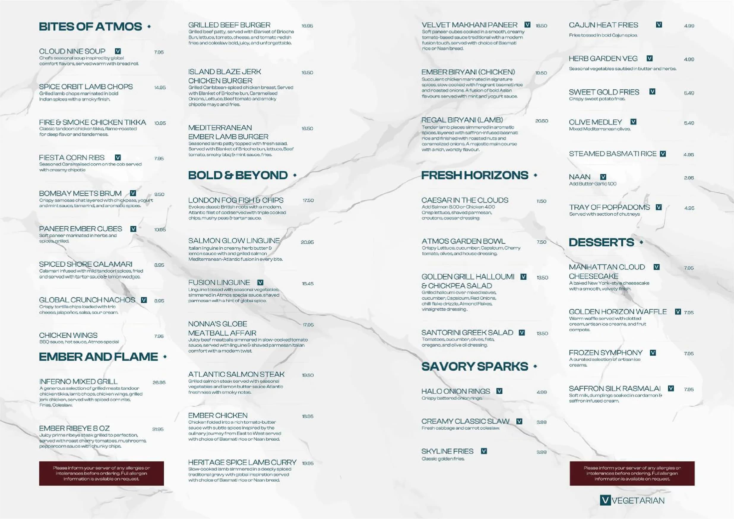 Atmos menu, page 1