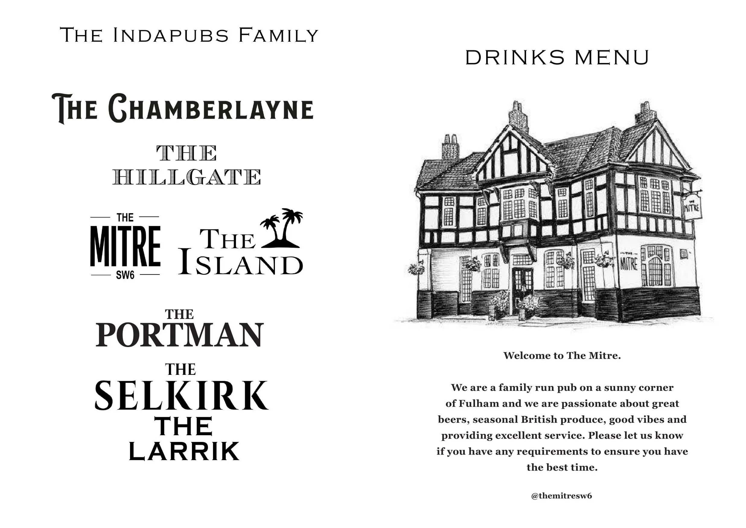 The Mitre Fulham menu, page 8