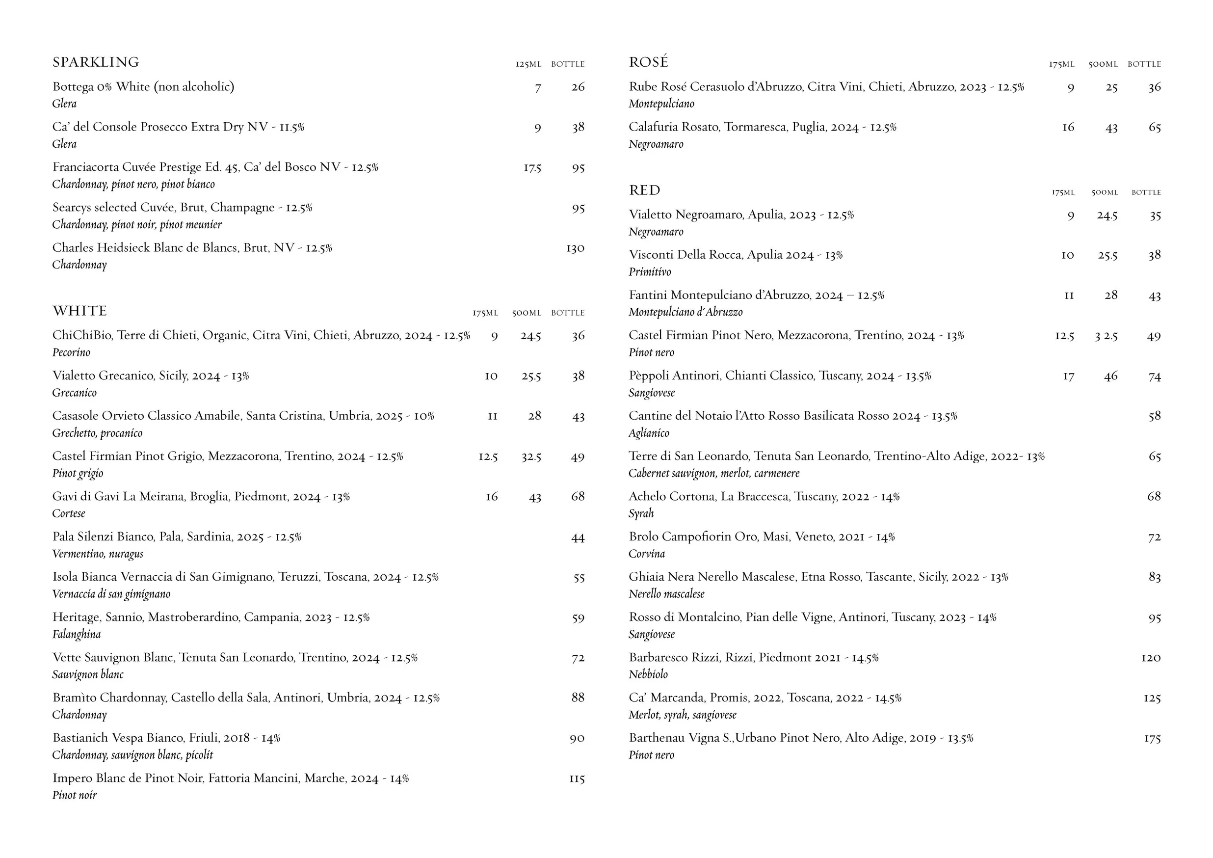 Osteria Locatelli menu, page 2