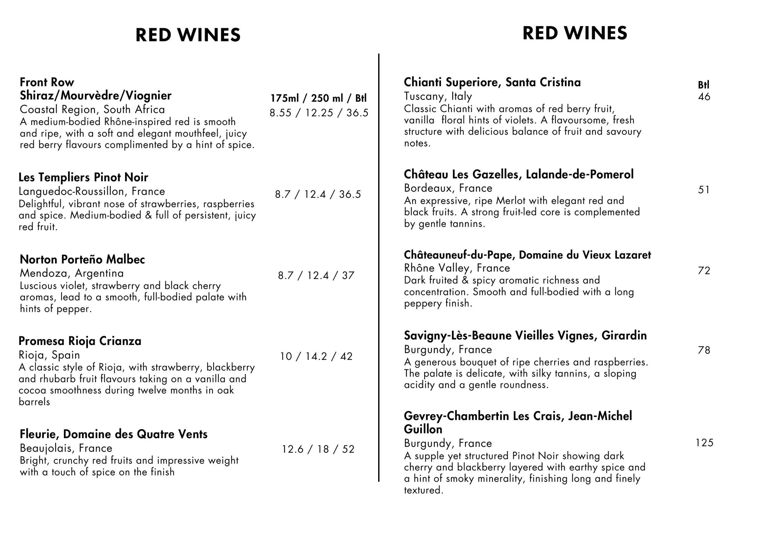 Dé Danann menu, page 11