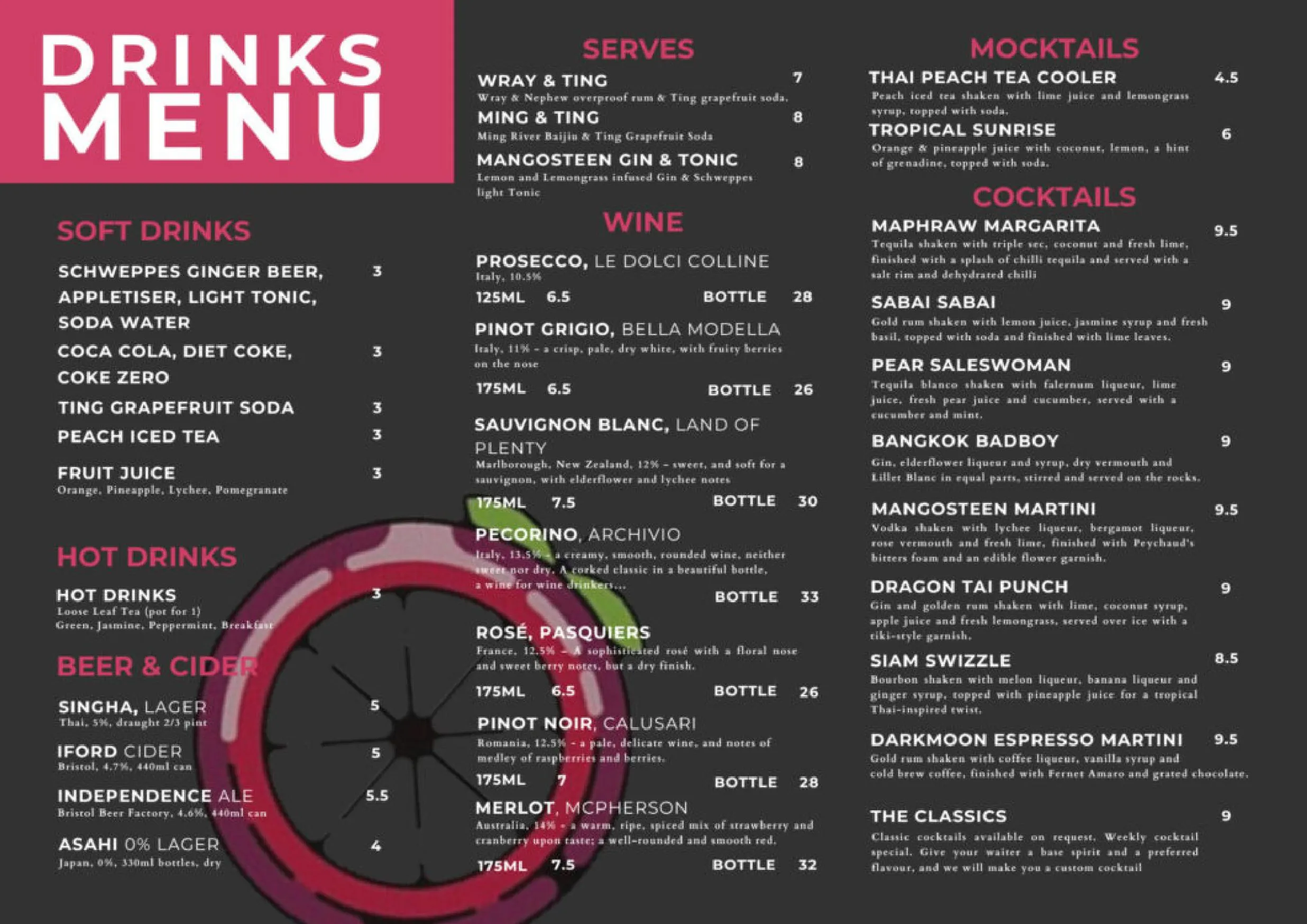 Mangosteen Cotham Hill menu, page 1