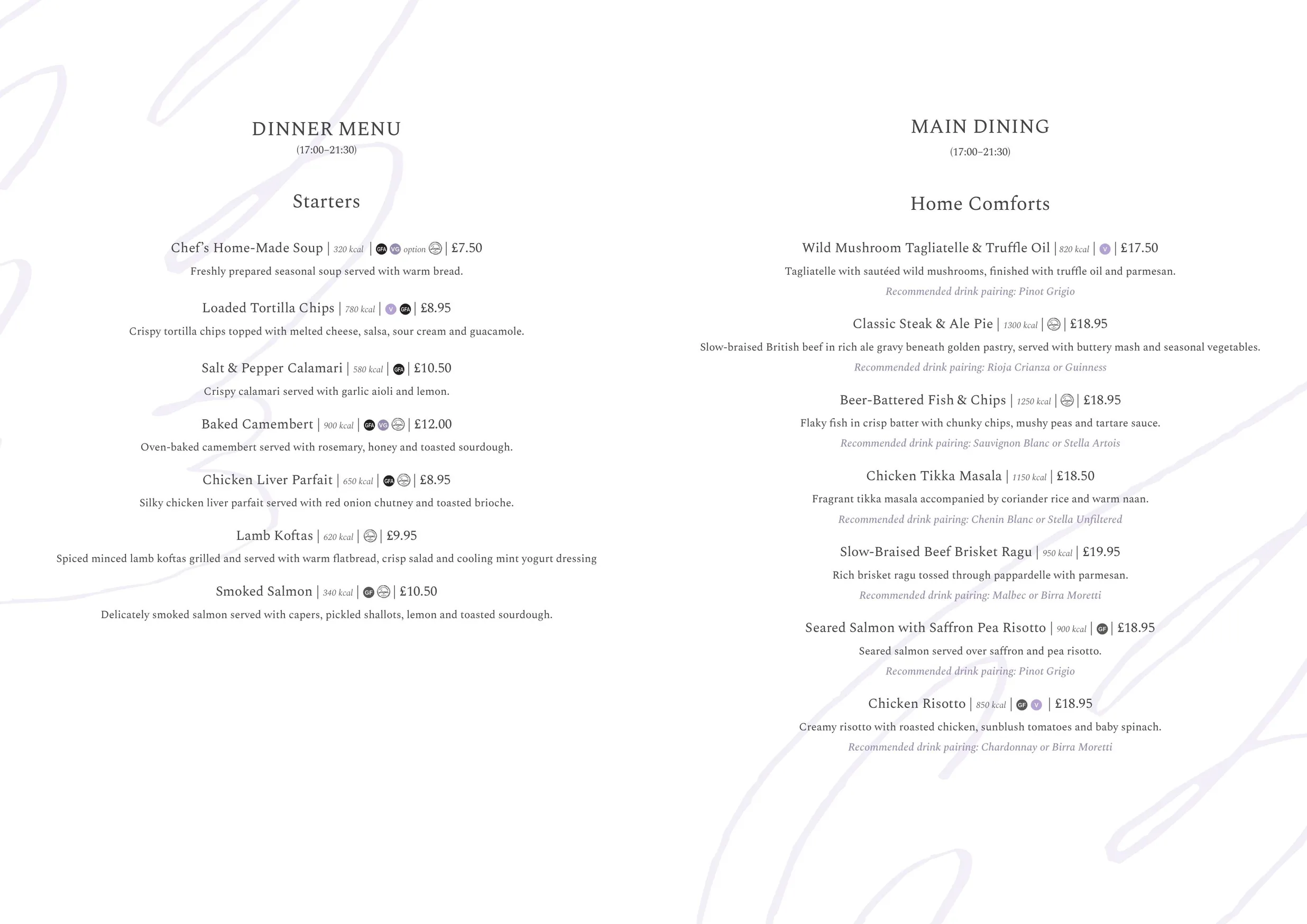 Beechers menu, page 4