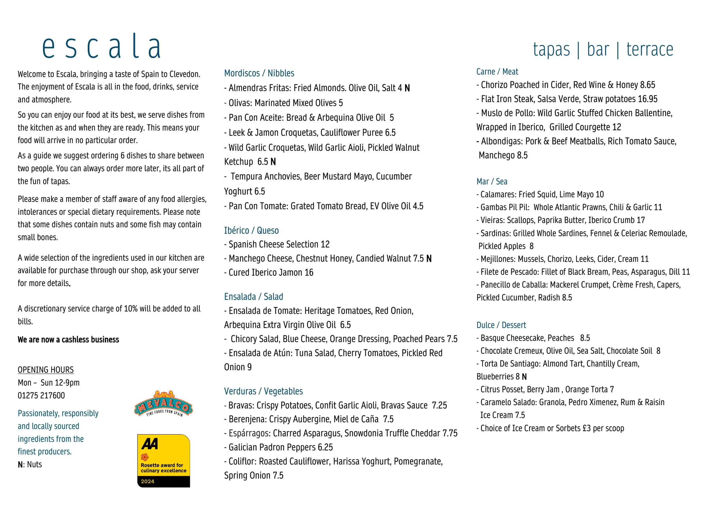 Escala menu, page 1