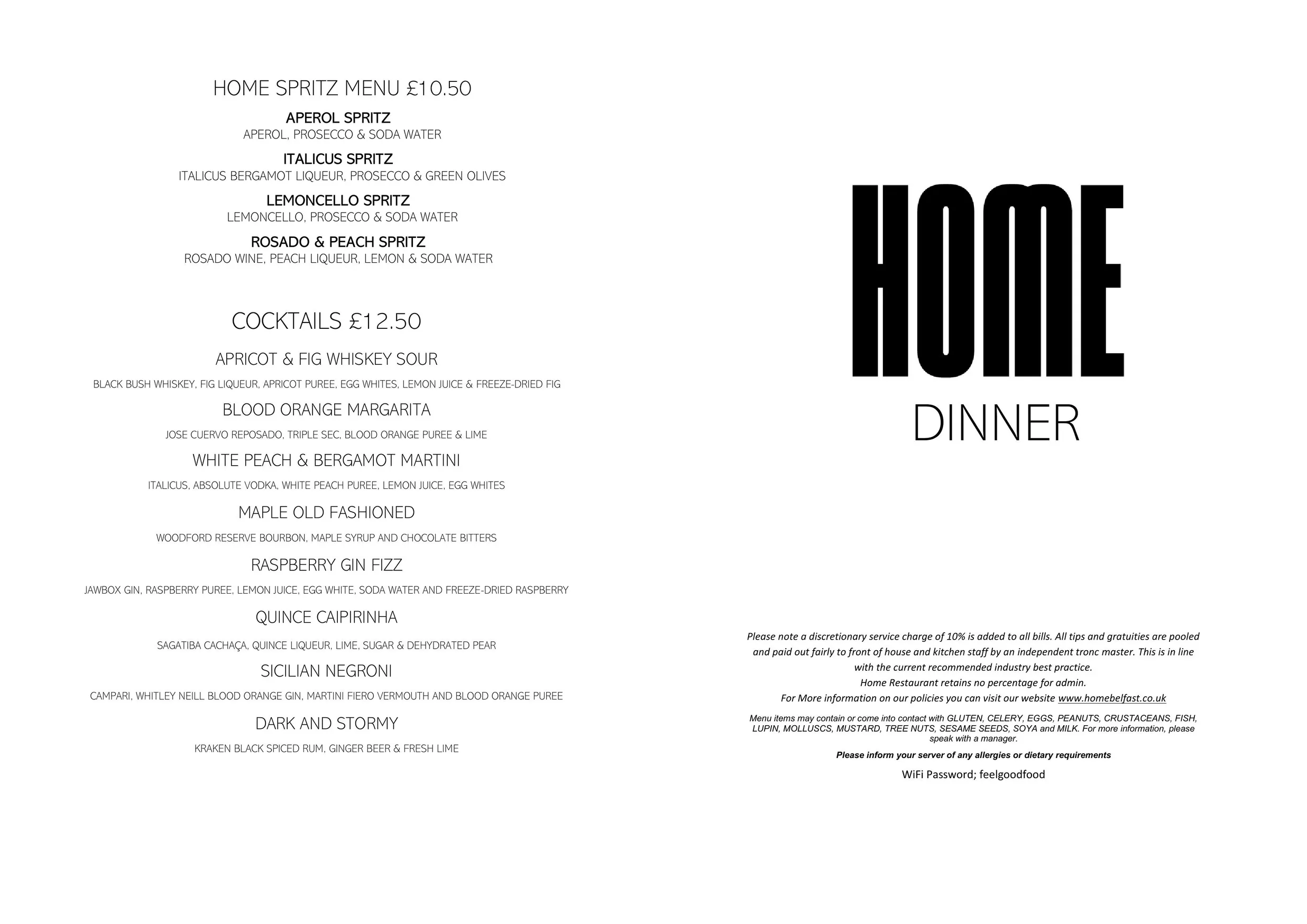 Home menu, page 1