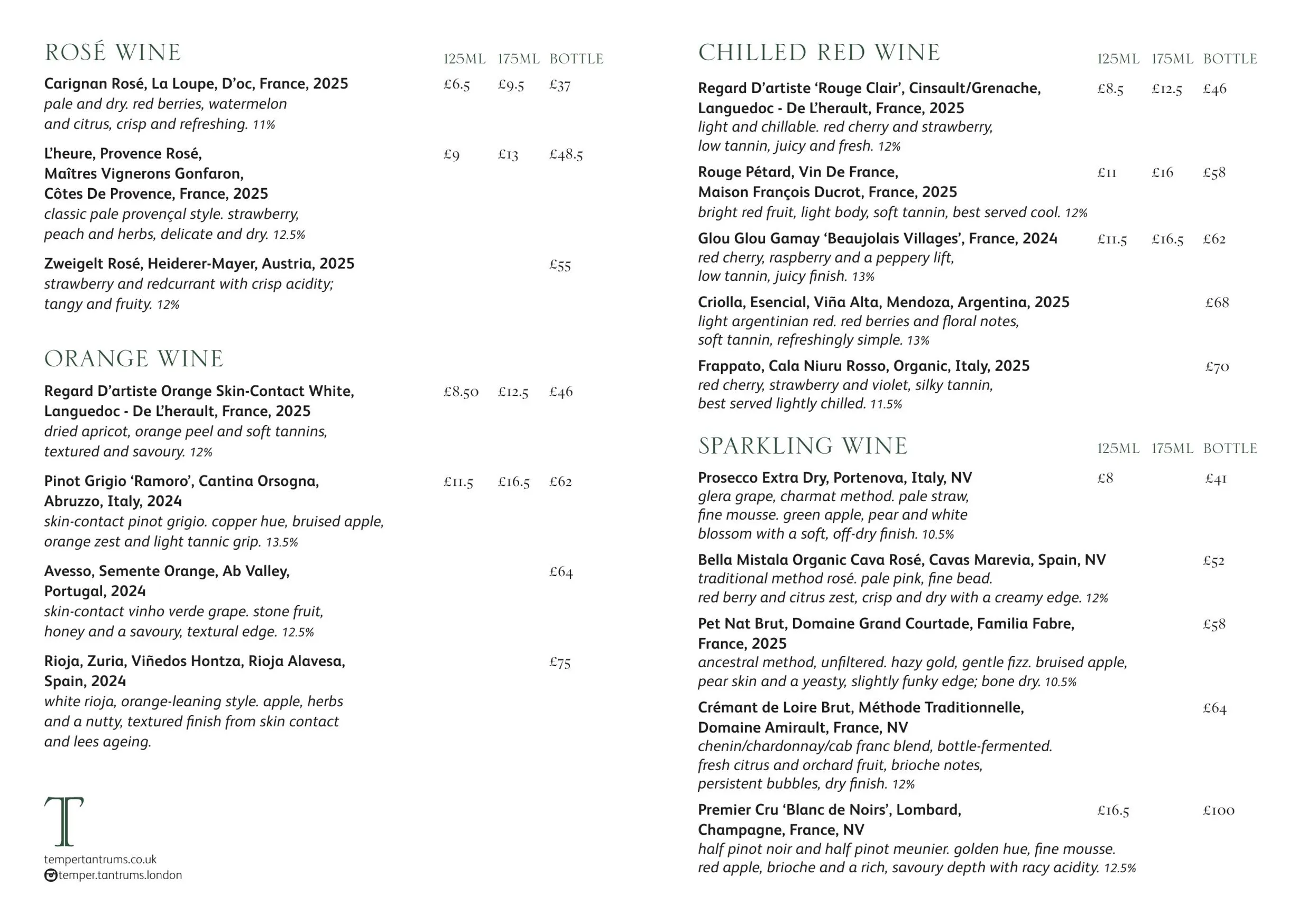 Temper Tantrums menu, page 8