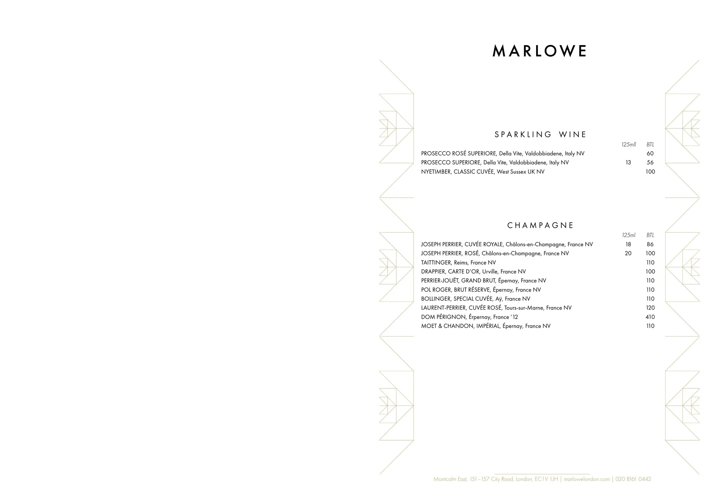 Marlowe menu, page 11
