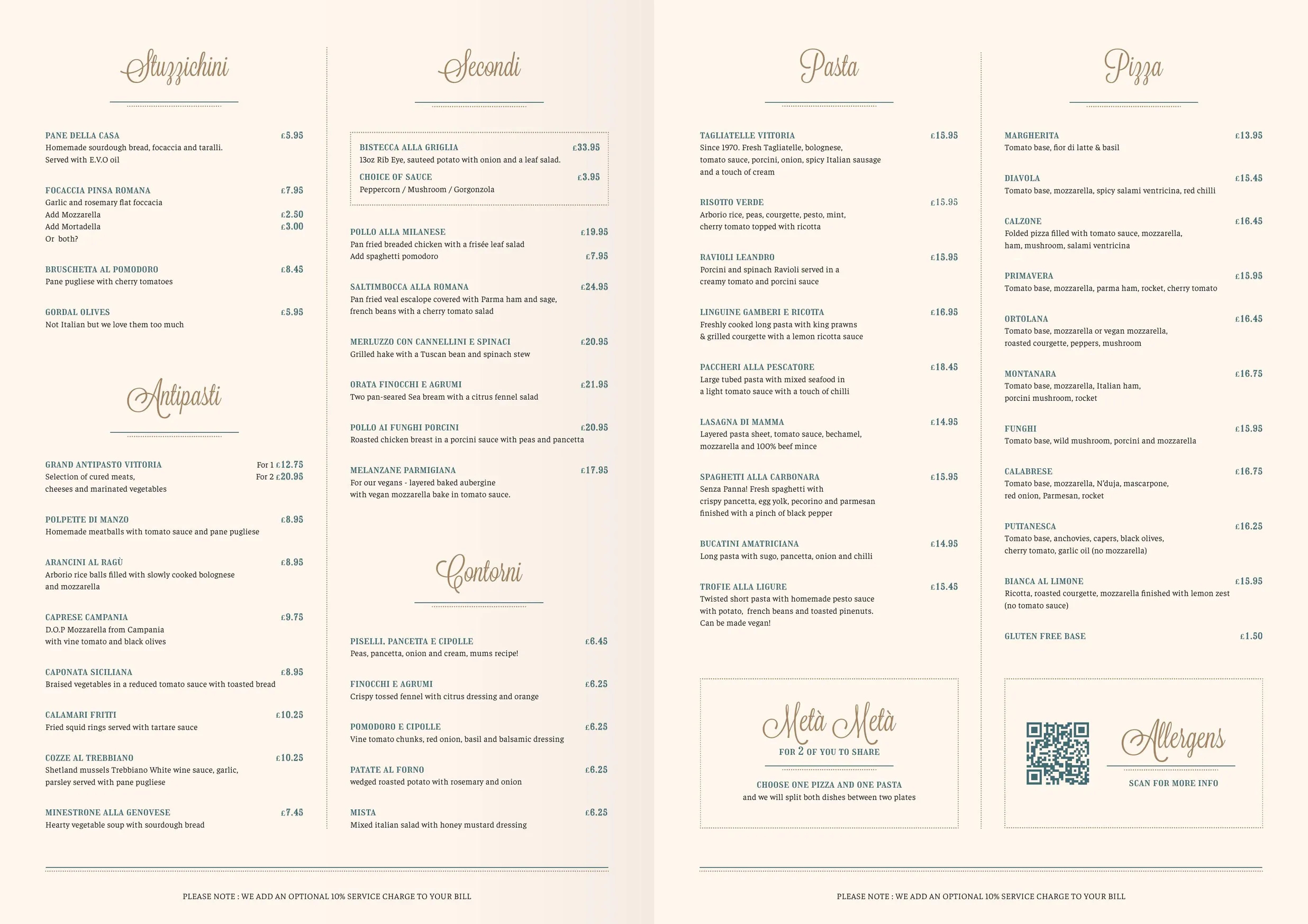 Vittoria on the Walk menu, page 2