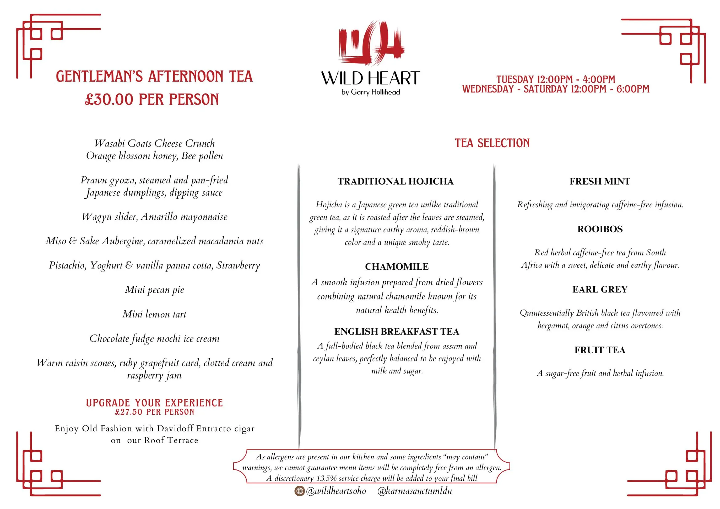 Afternoon tea at Karma Sanctum Hotel menu, page 2