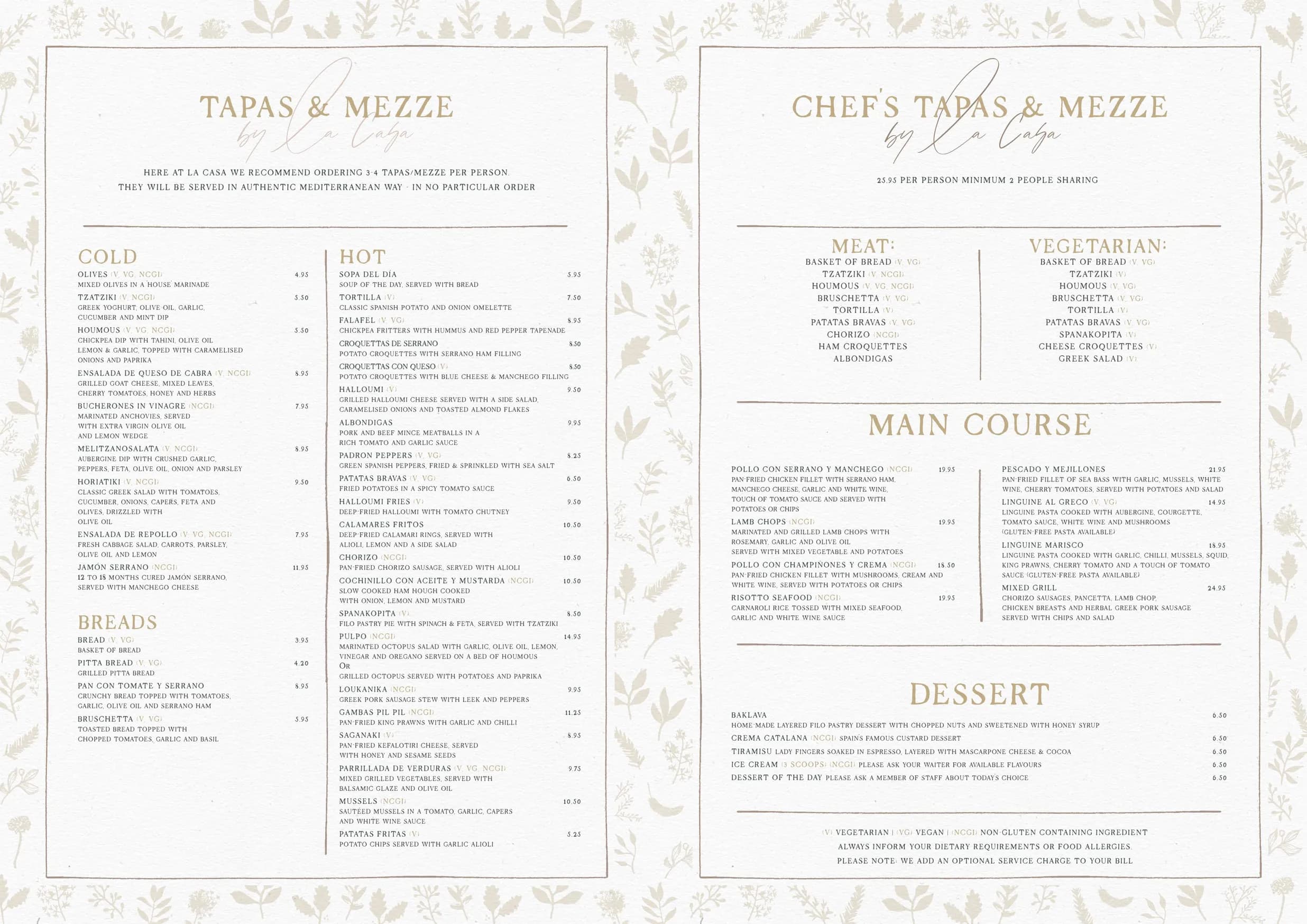 La Casa Dalry menu, page 2