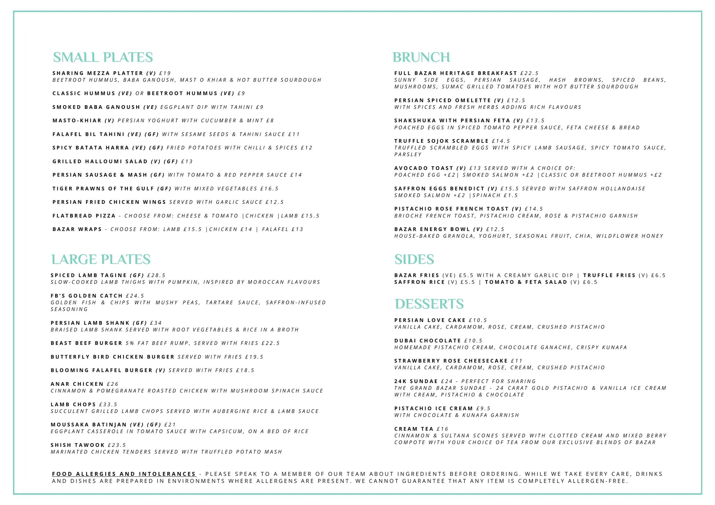Bazar menu, page 1