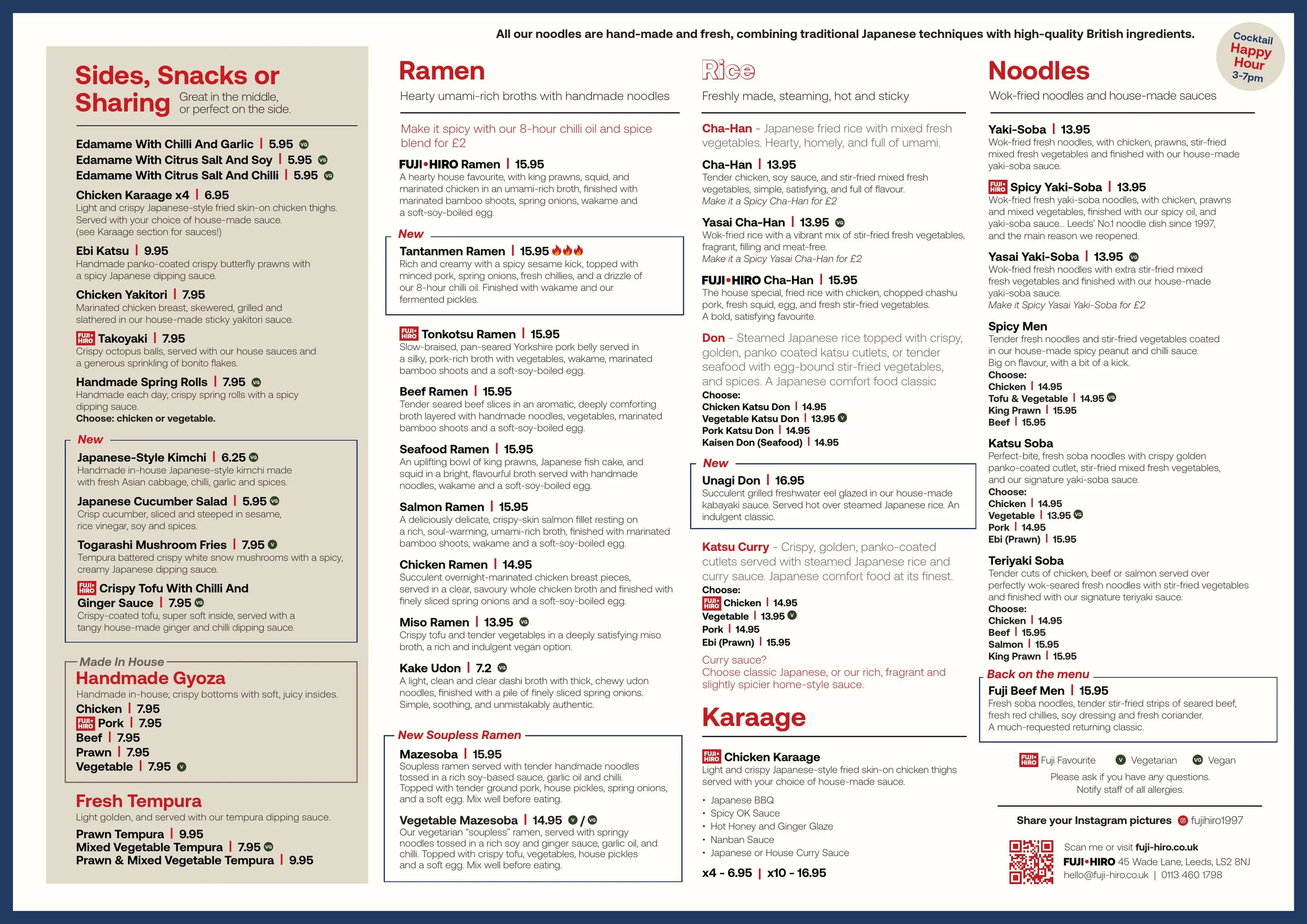 Fuji Hiro menu, page 1