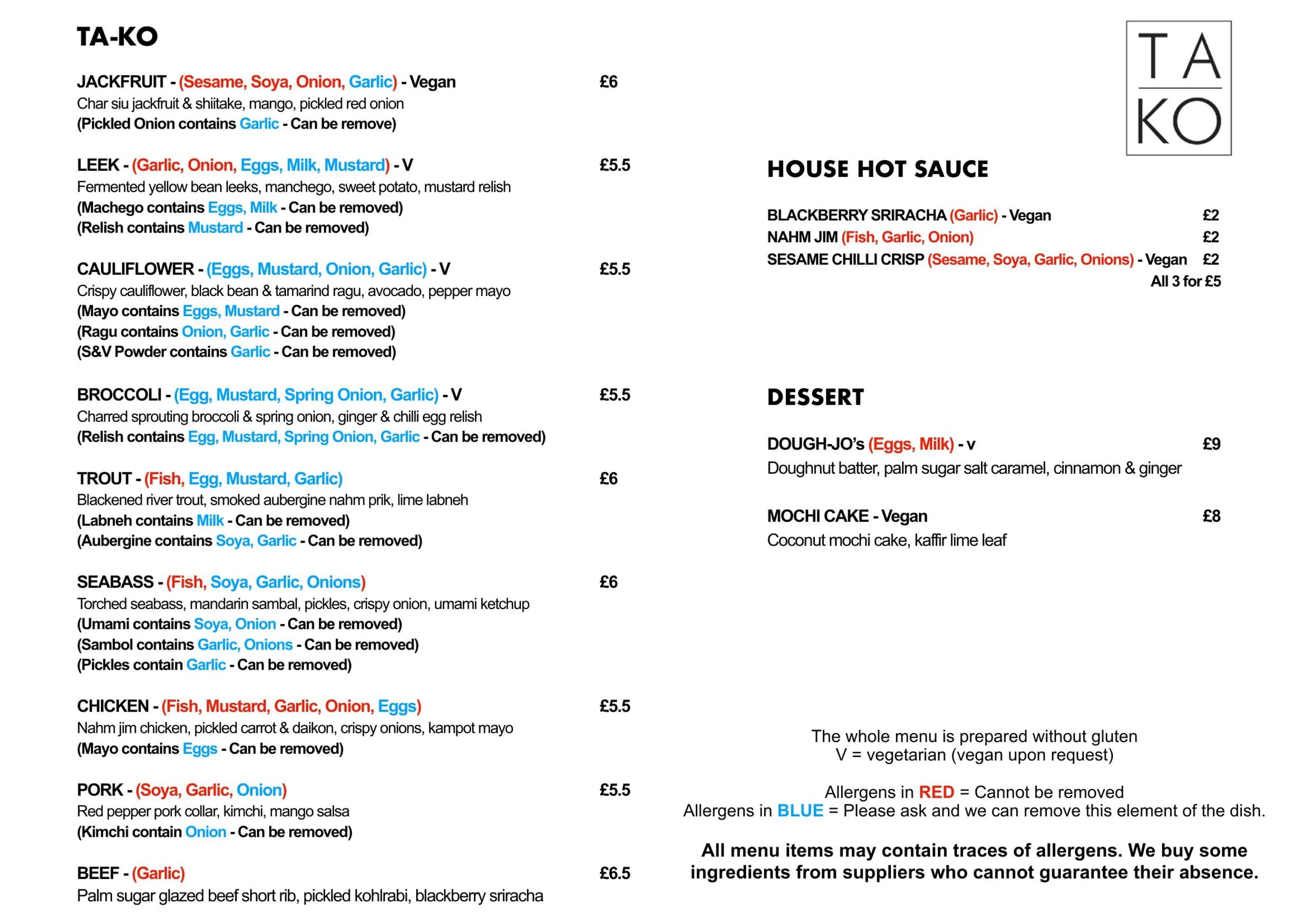 TA-KO menu, page 6