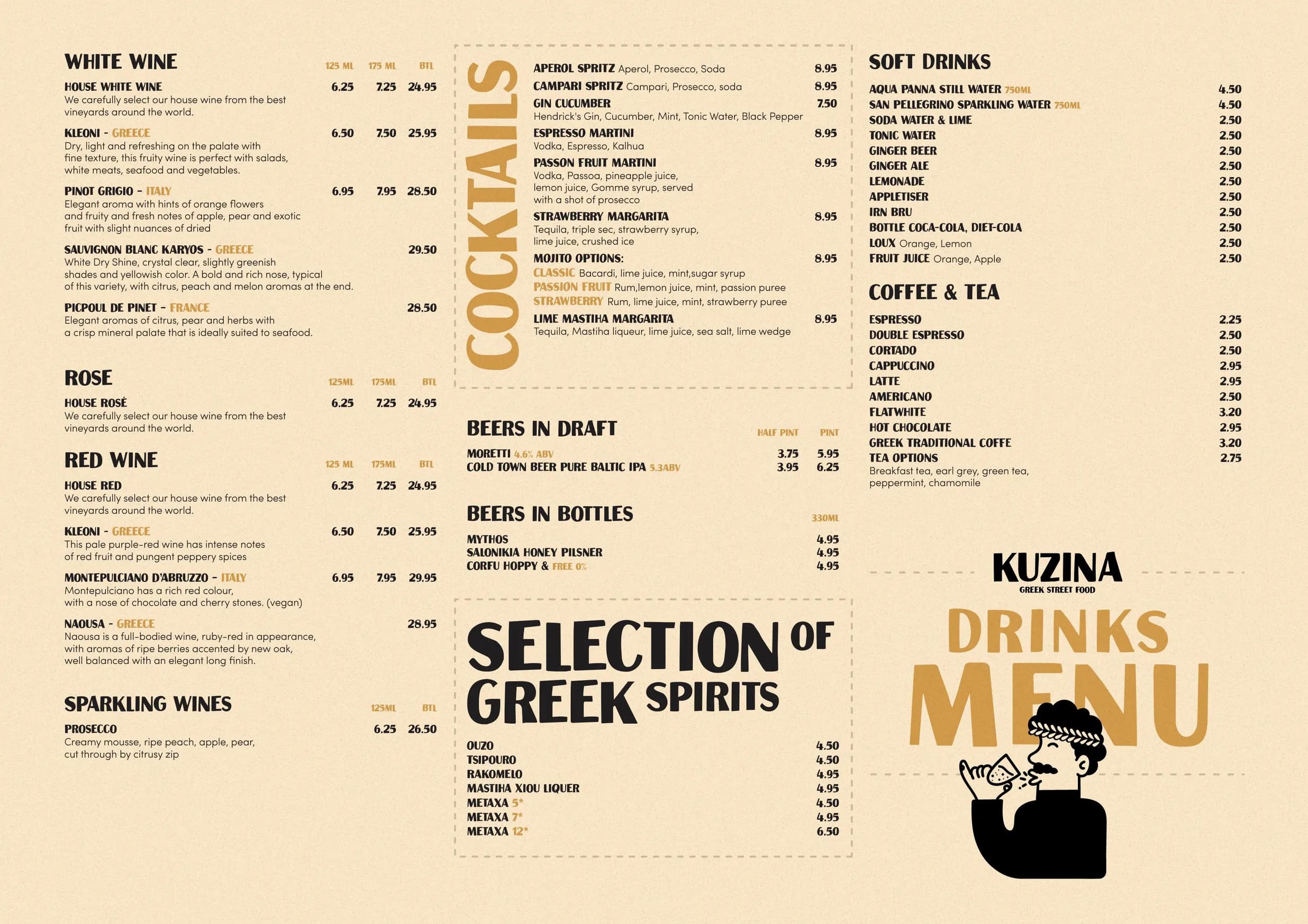 Kuzina Greek Street Food menu, page 1