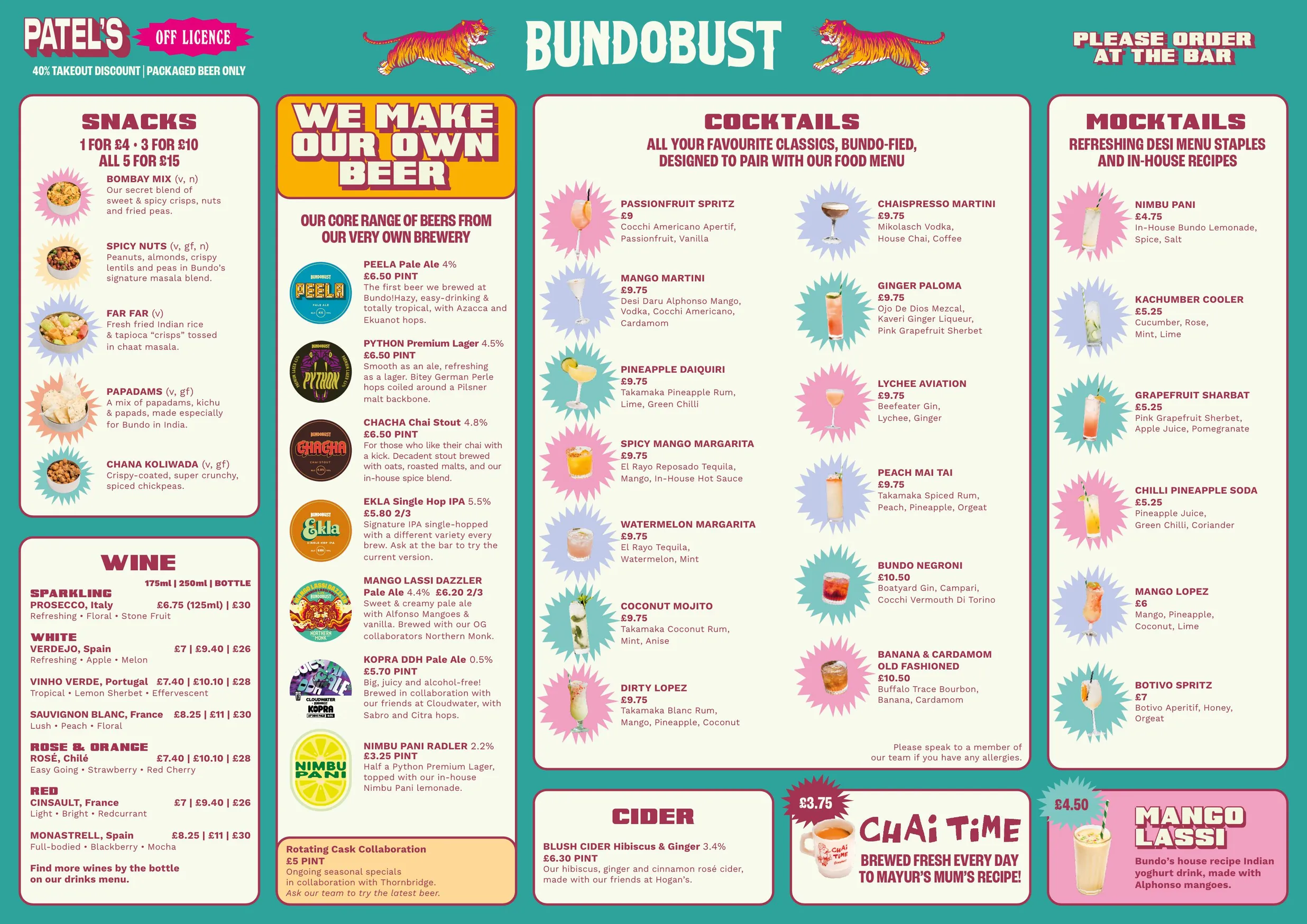 Bundobust menu, page 2