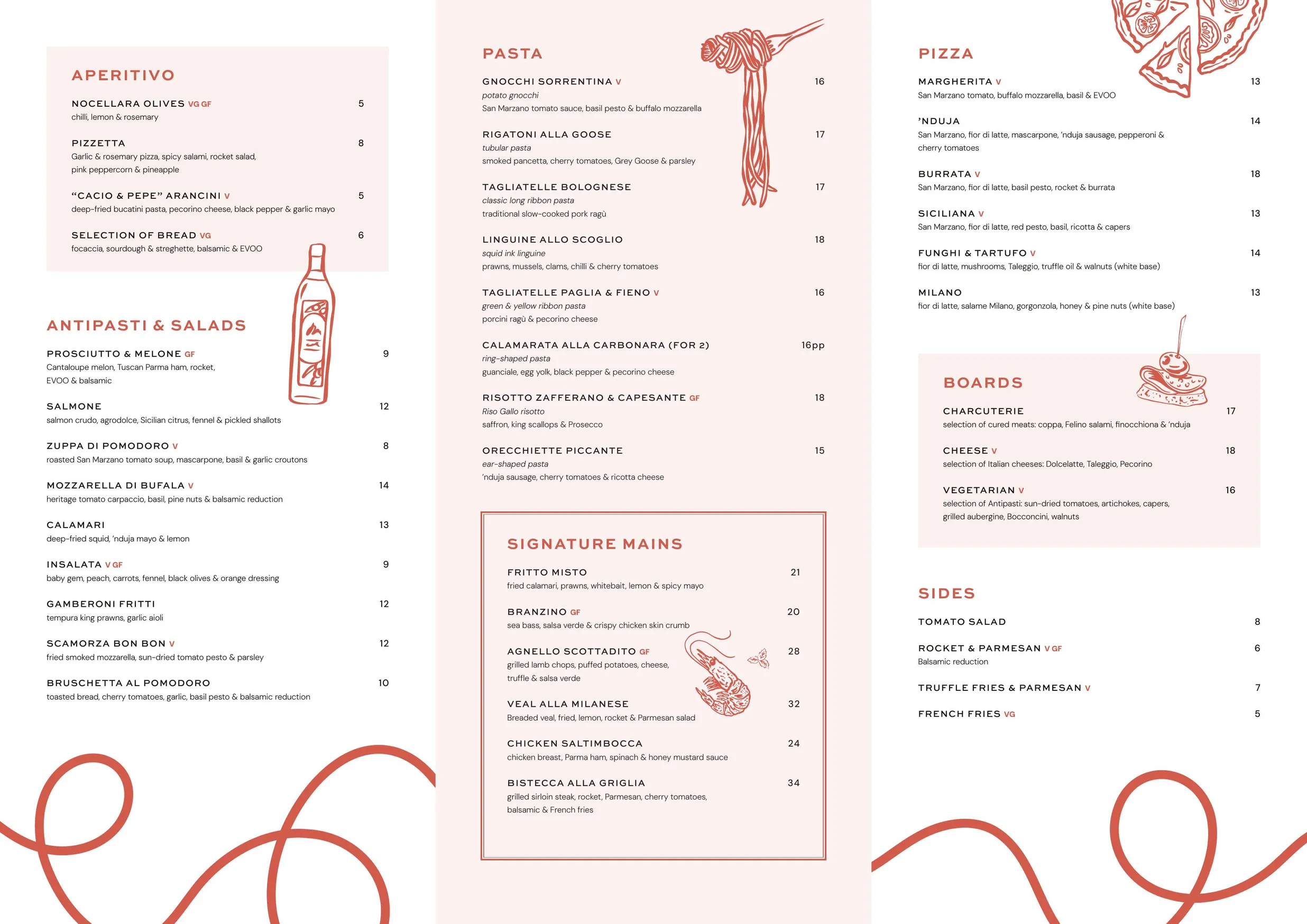 Eve menu, page 1