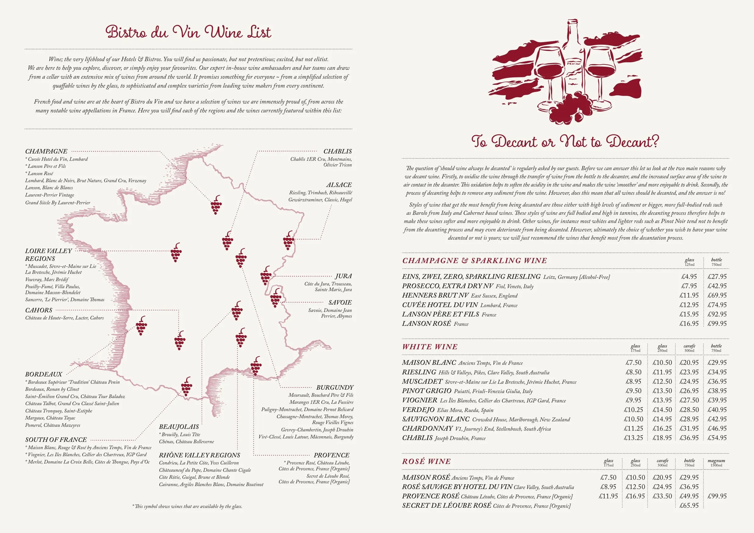Bistro du Vin menu, page 2