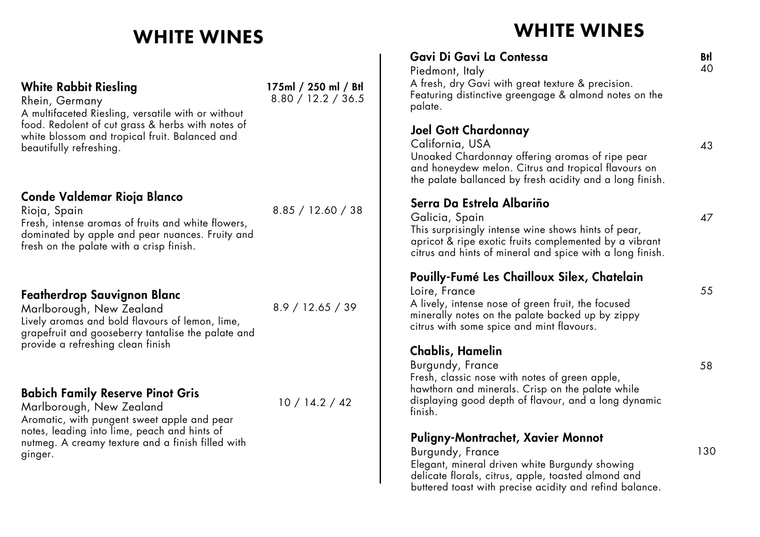 Dé Danann menu, page 9