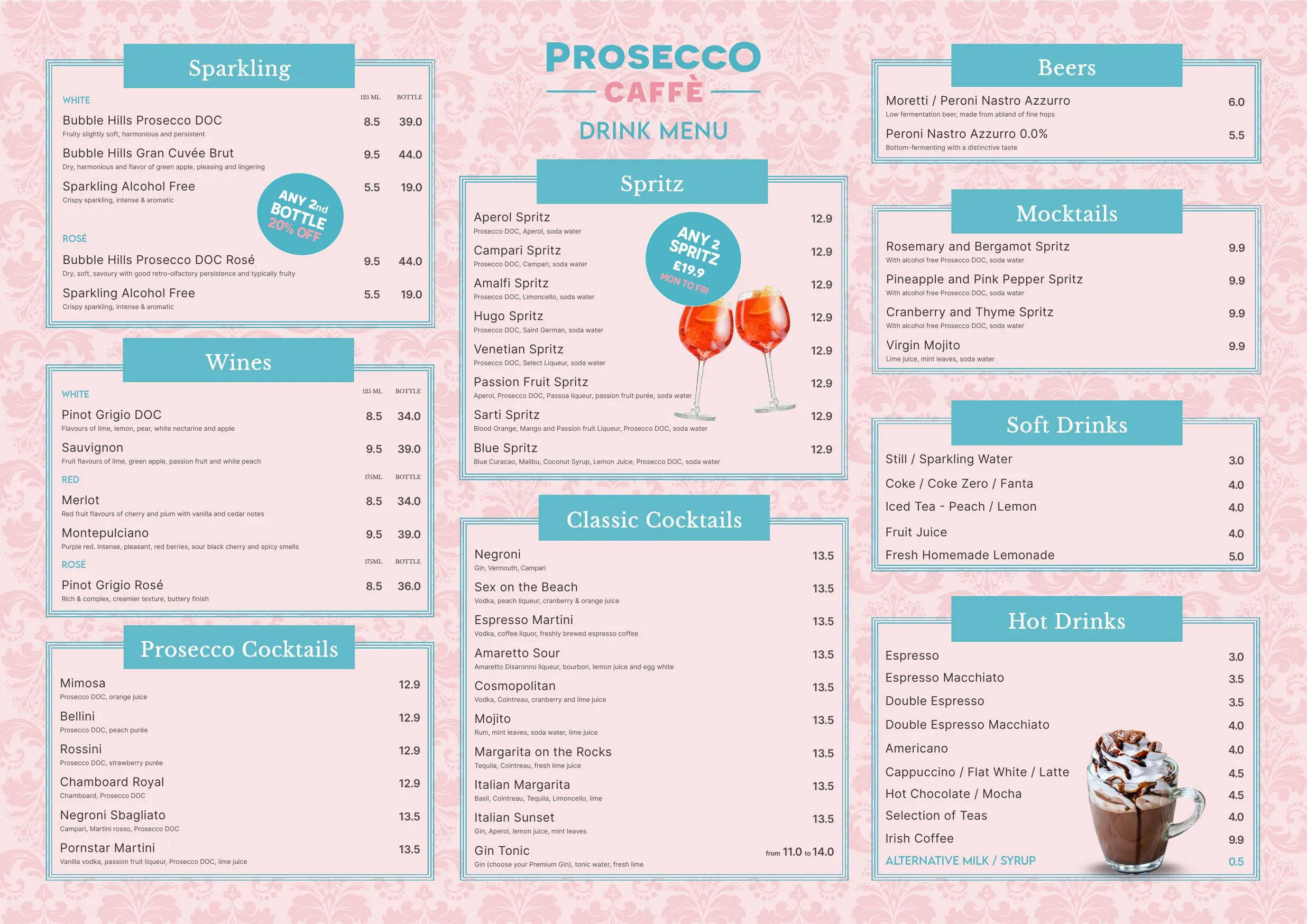 Prosecco Caffè menu, page 2