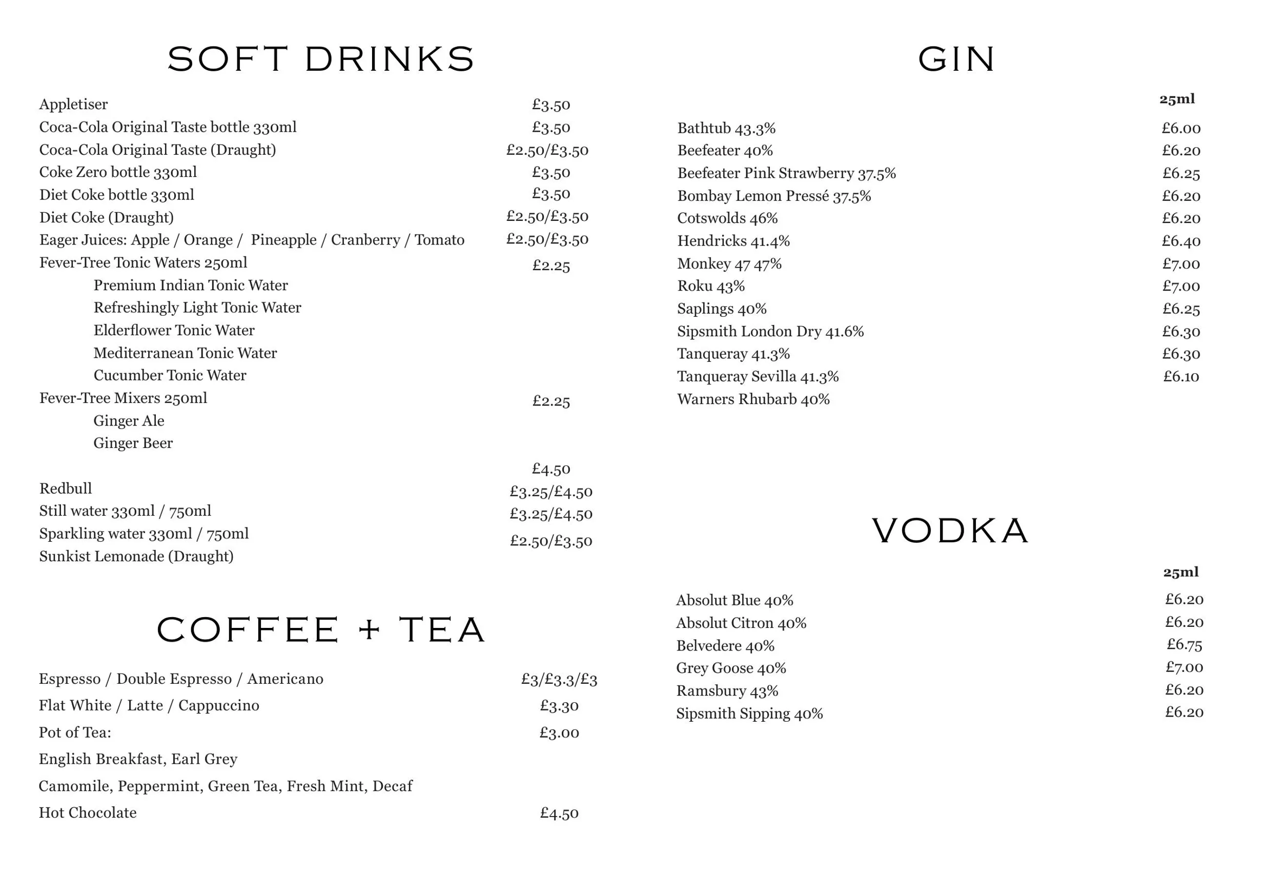 The Mitre Fulham menu, page 5