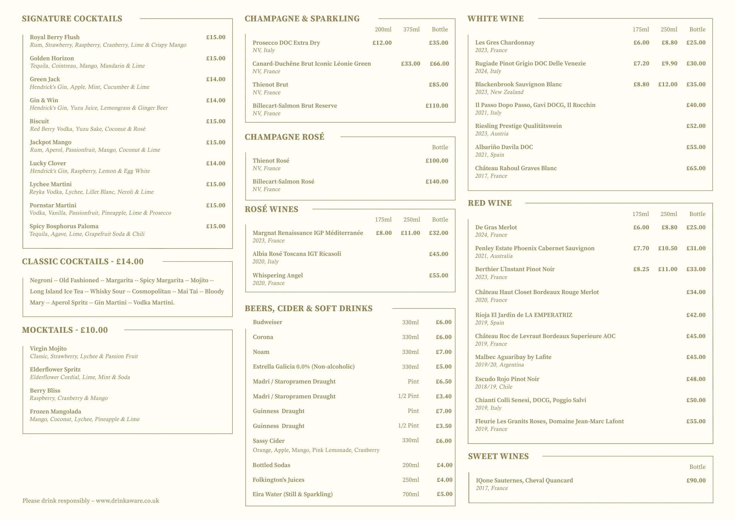 Ember at Horizons menu, page 2