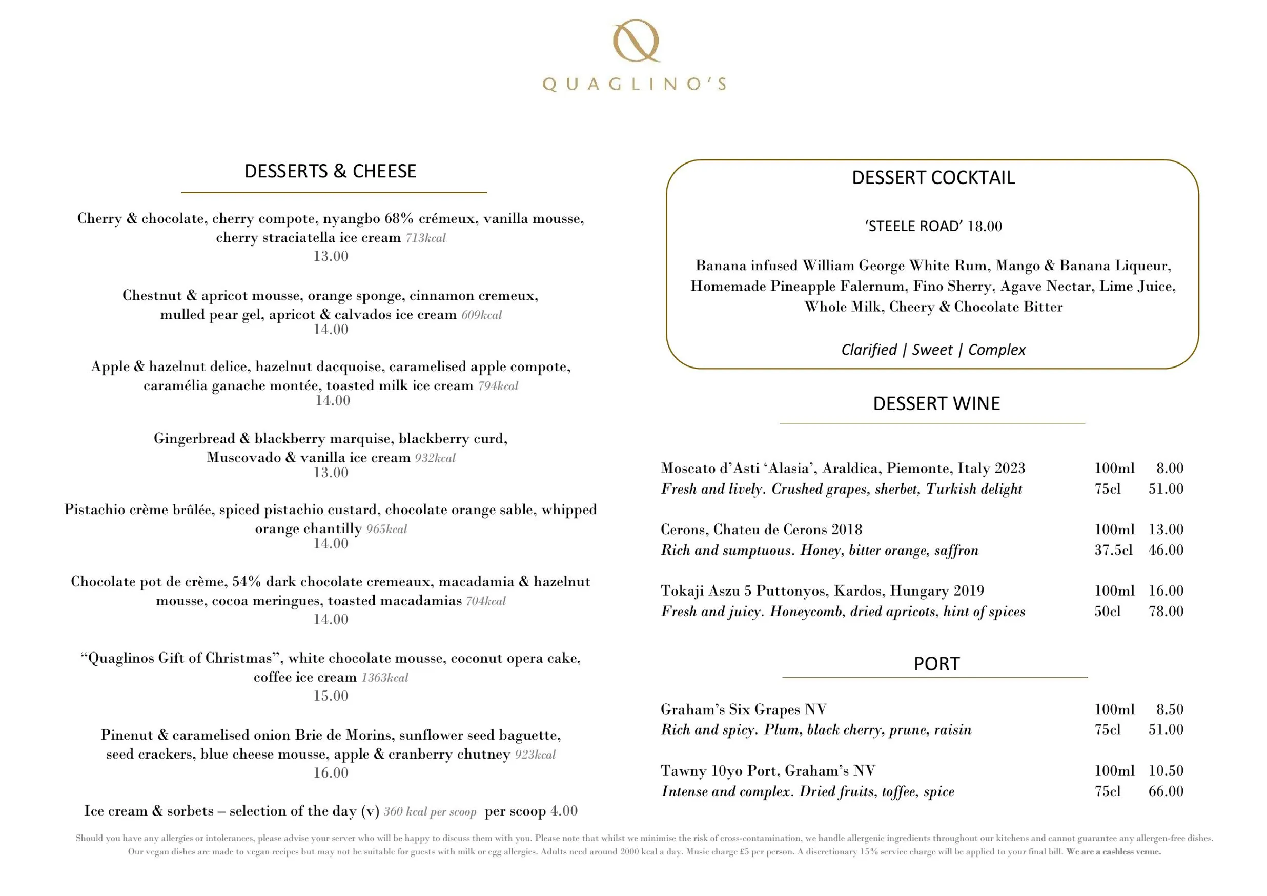 Quaglino's menu, page 2
