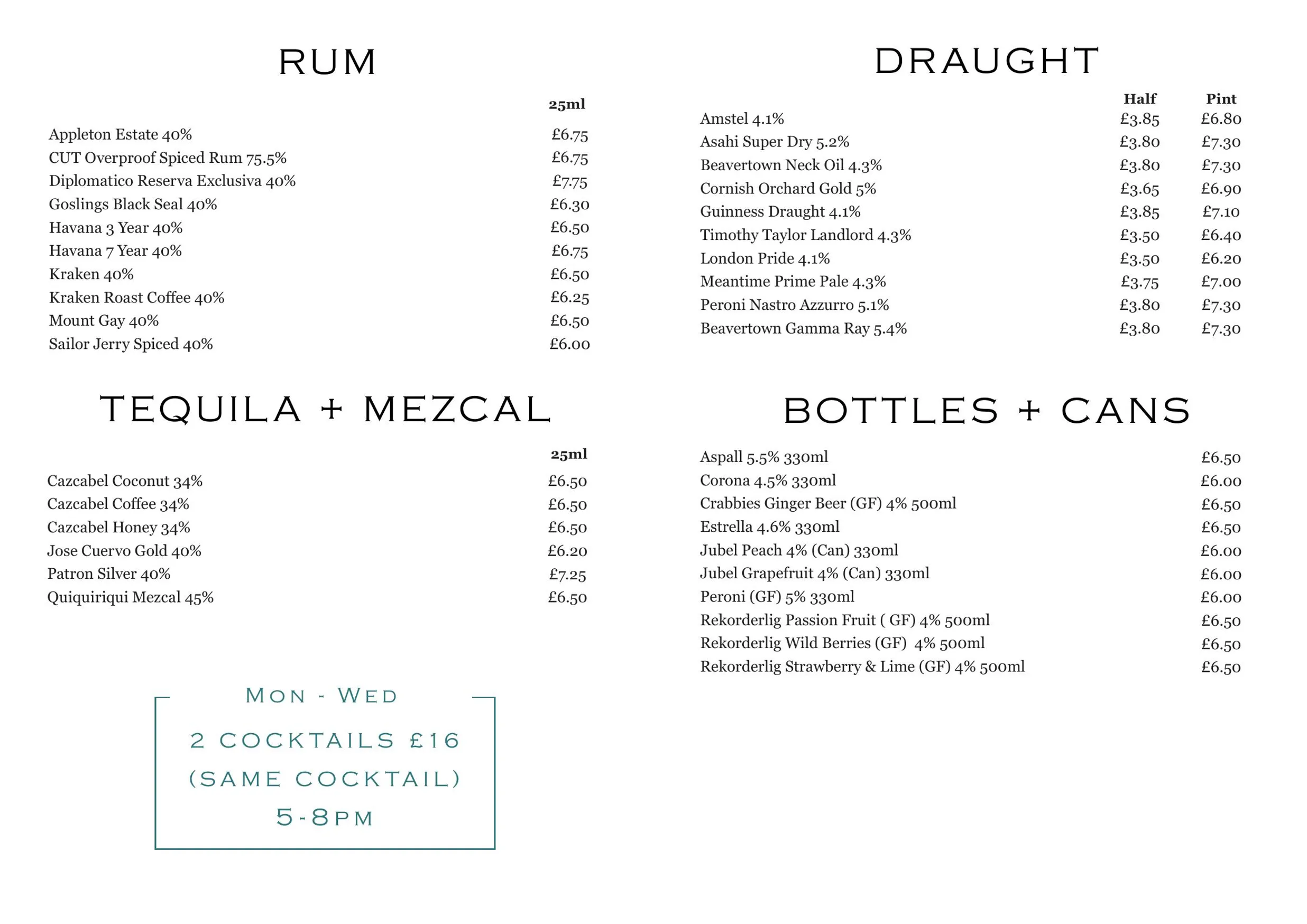 The Mitre Fulham menu, page 6
