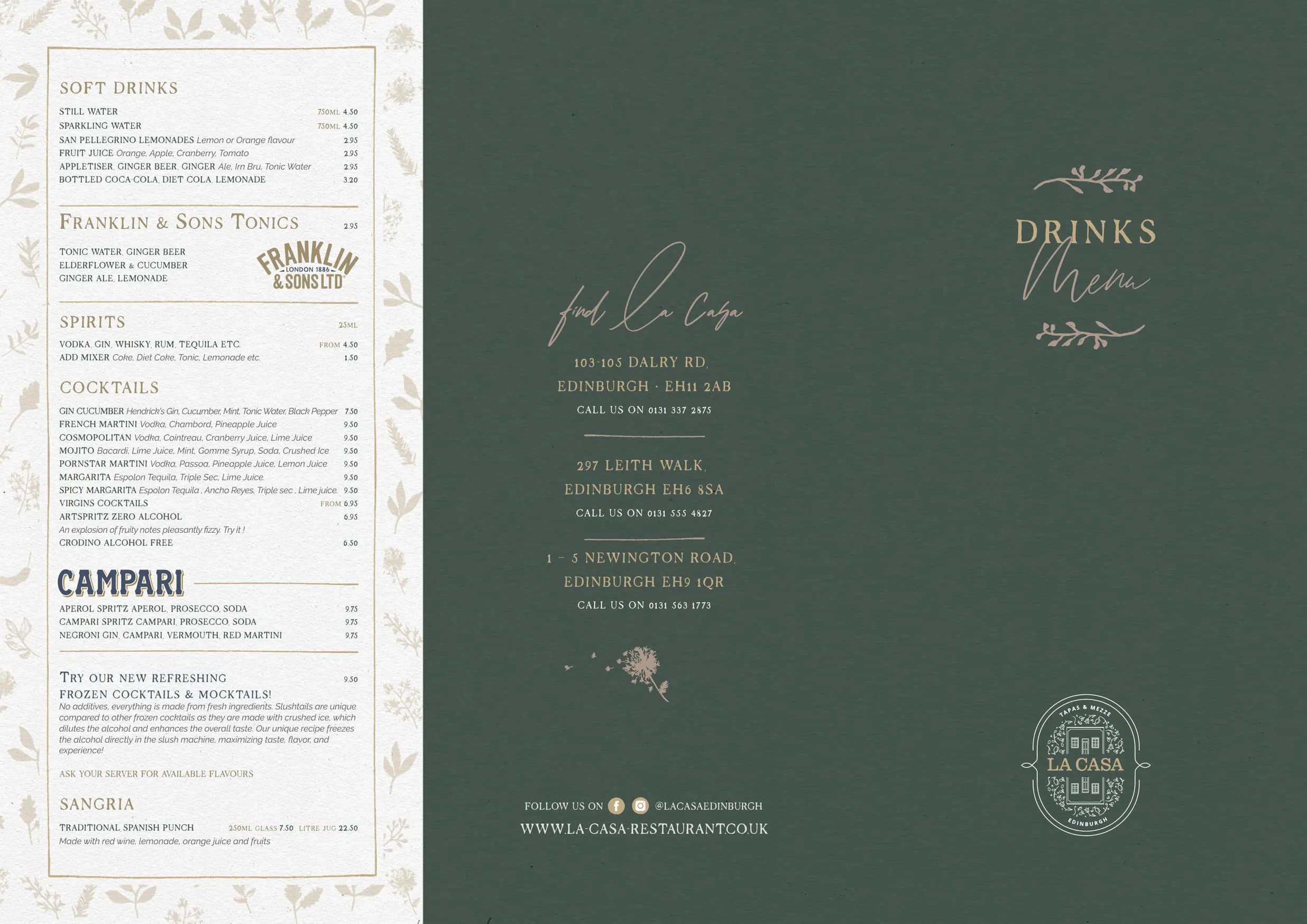 La Casa Dalry menu, page 3