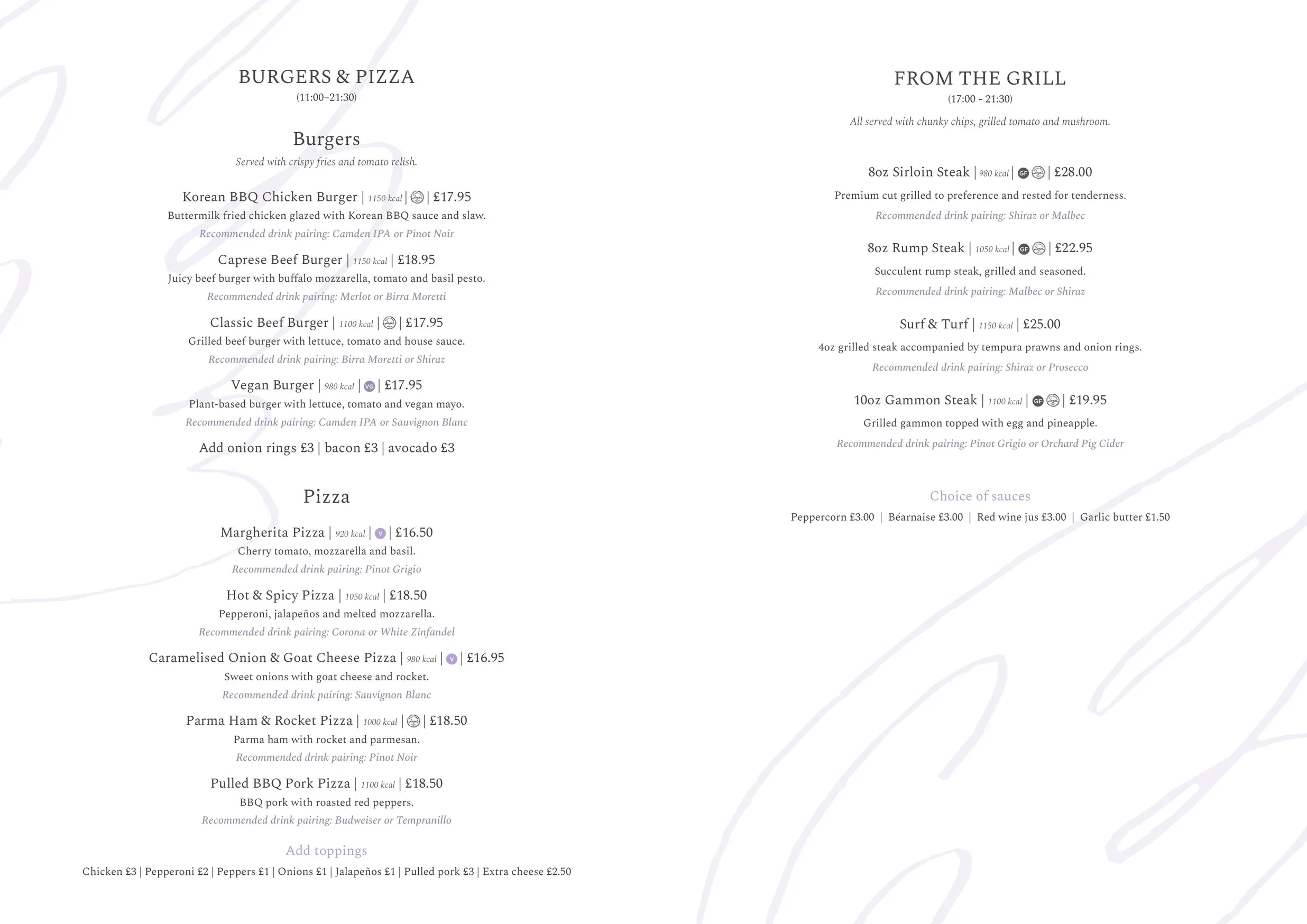Beechers menu, page 5