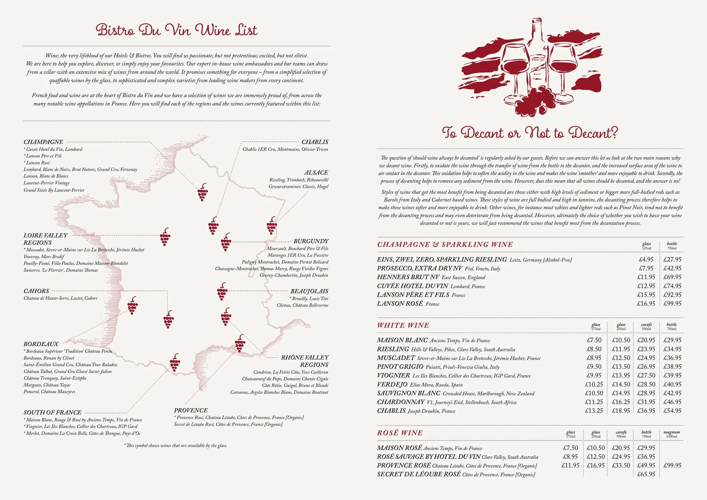 Bistro du Vin menu, page 2