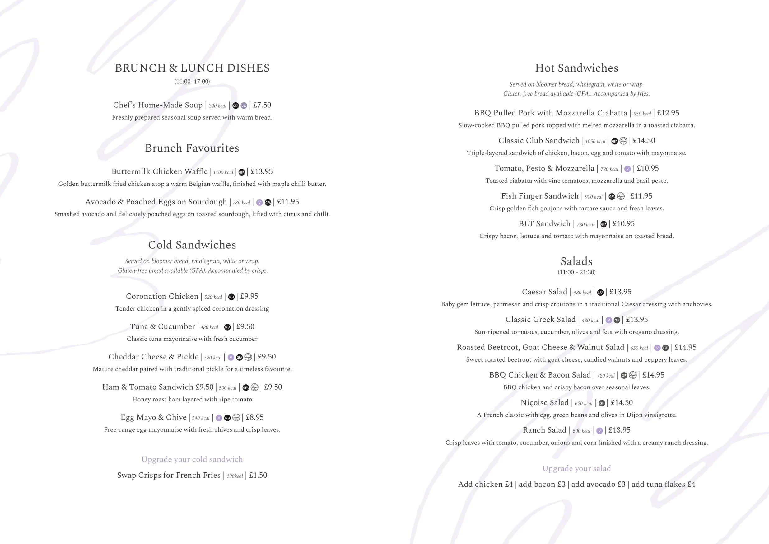 Beechers menu, page 3