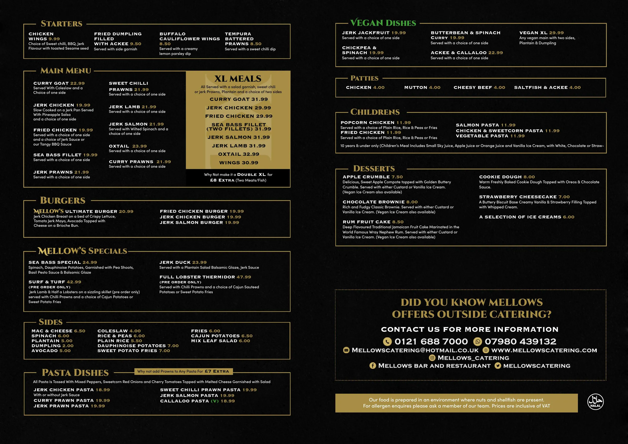 Mellow's Bar & Restaurant menu, page 2