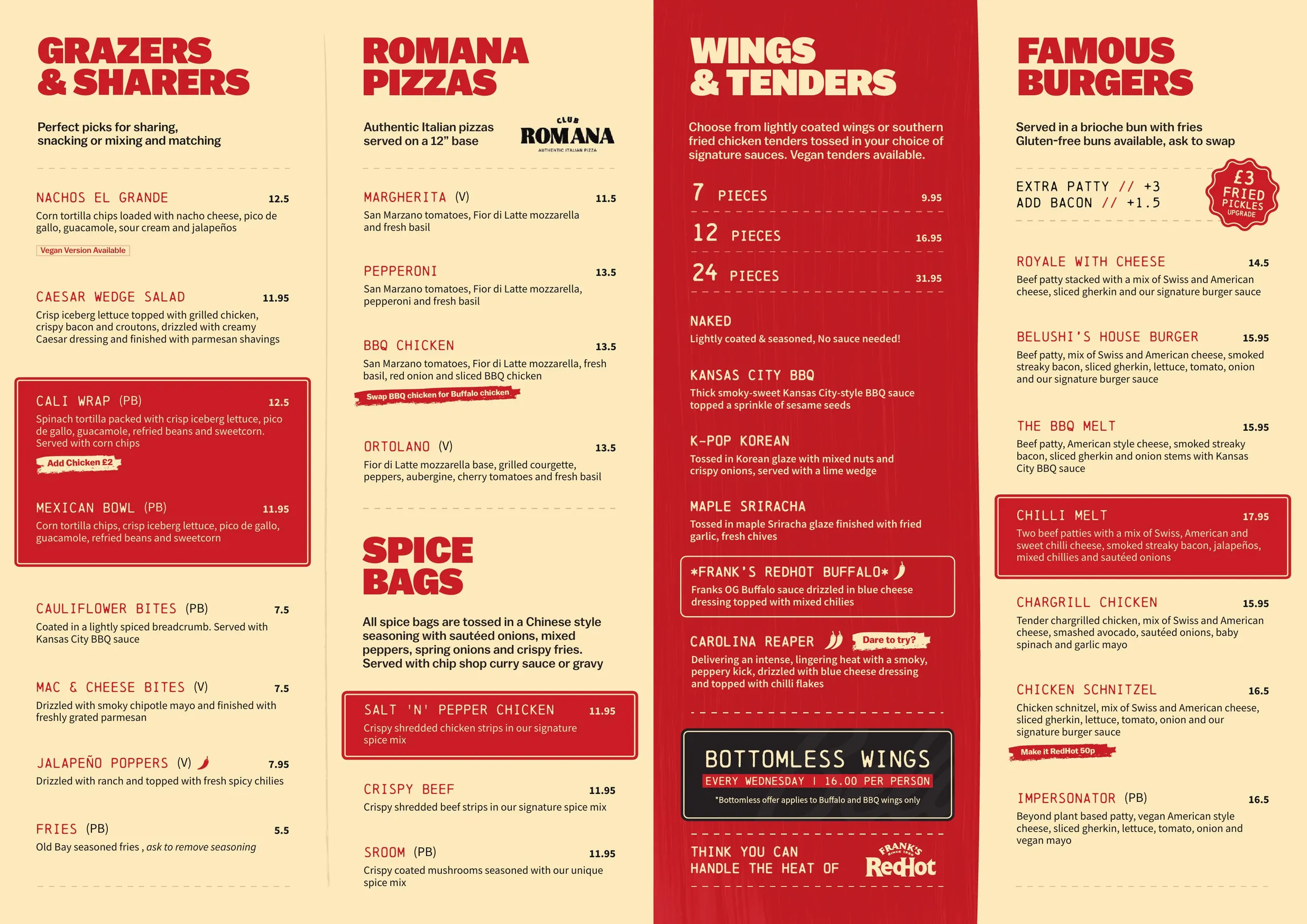 Belushi's London Bridge menu, page 2