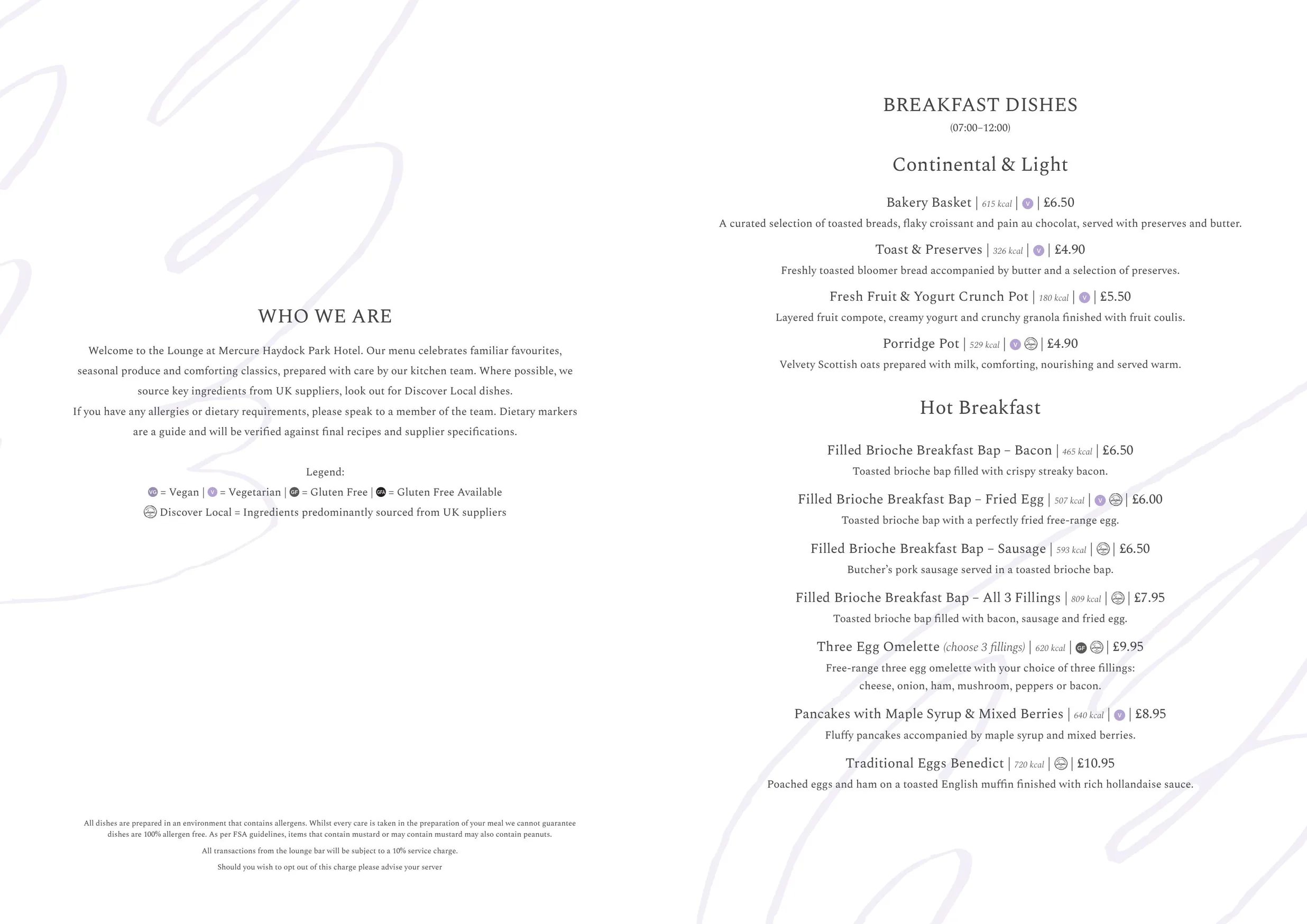 Beechers menu, page 2