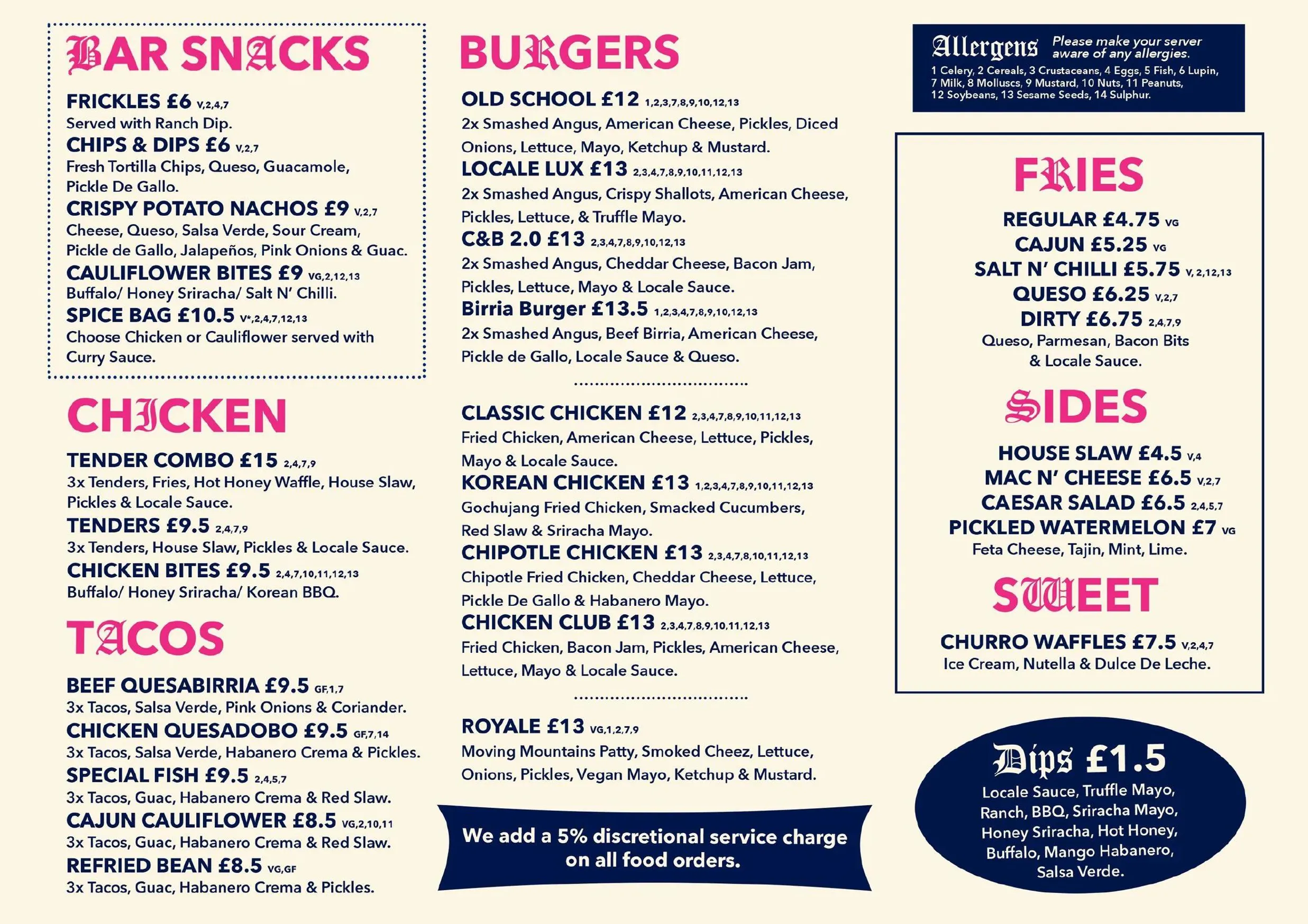The Locale menu, page 1