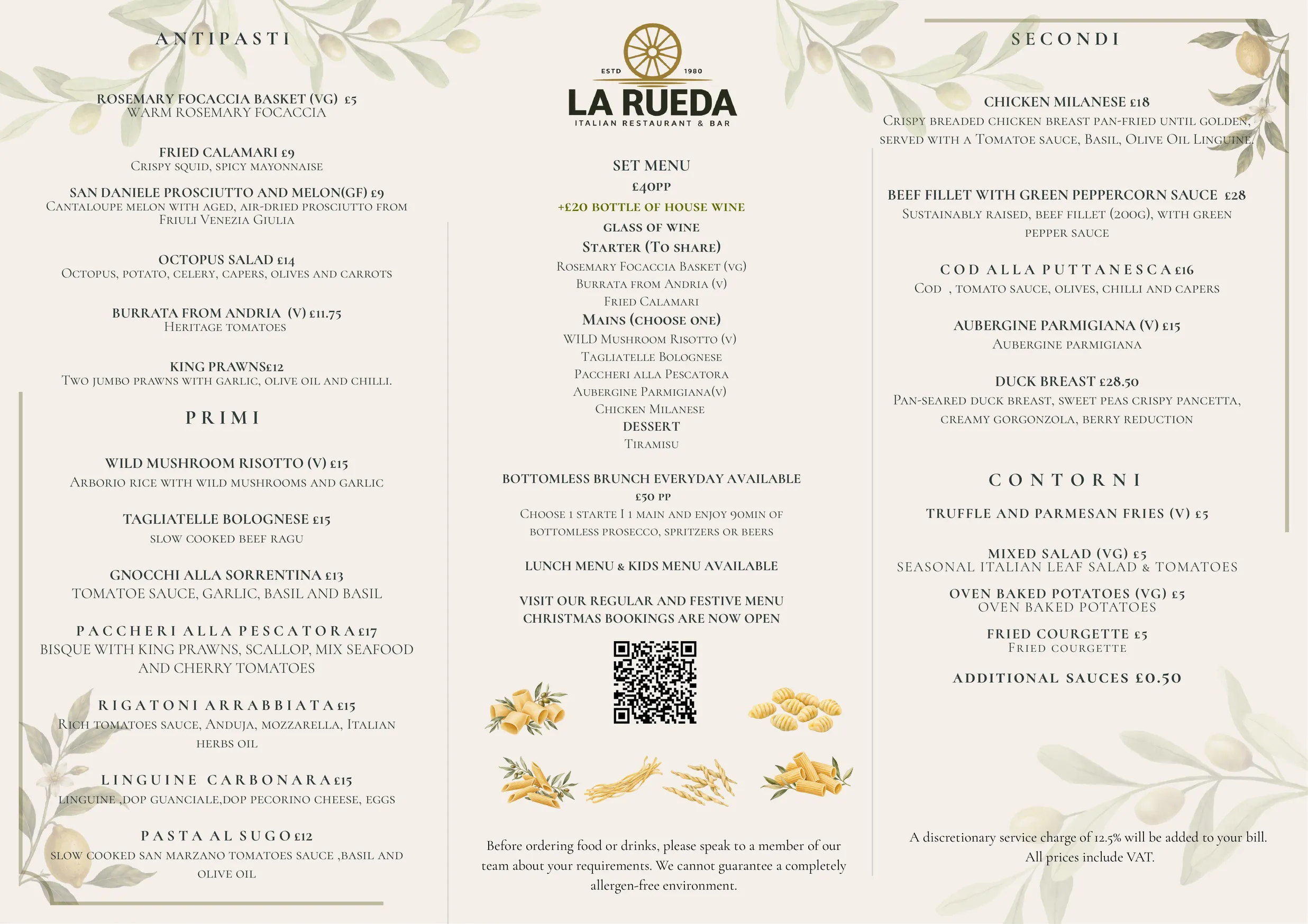 La Rueda menu, page 1