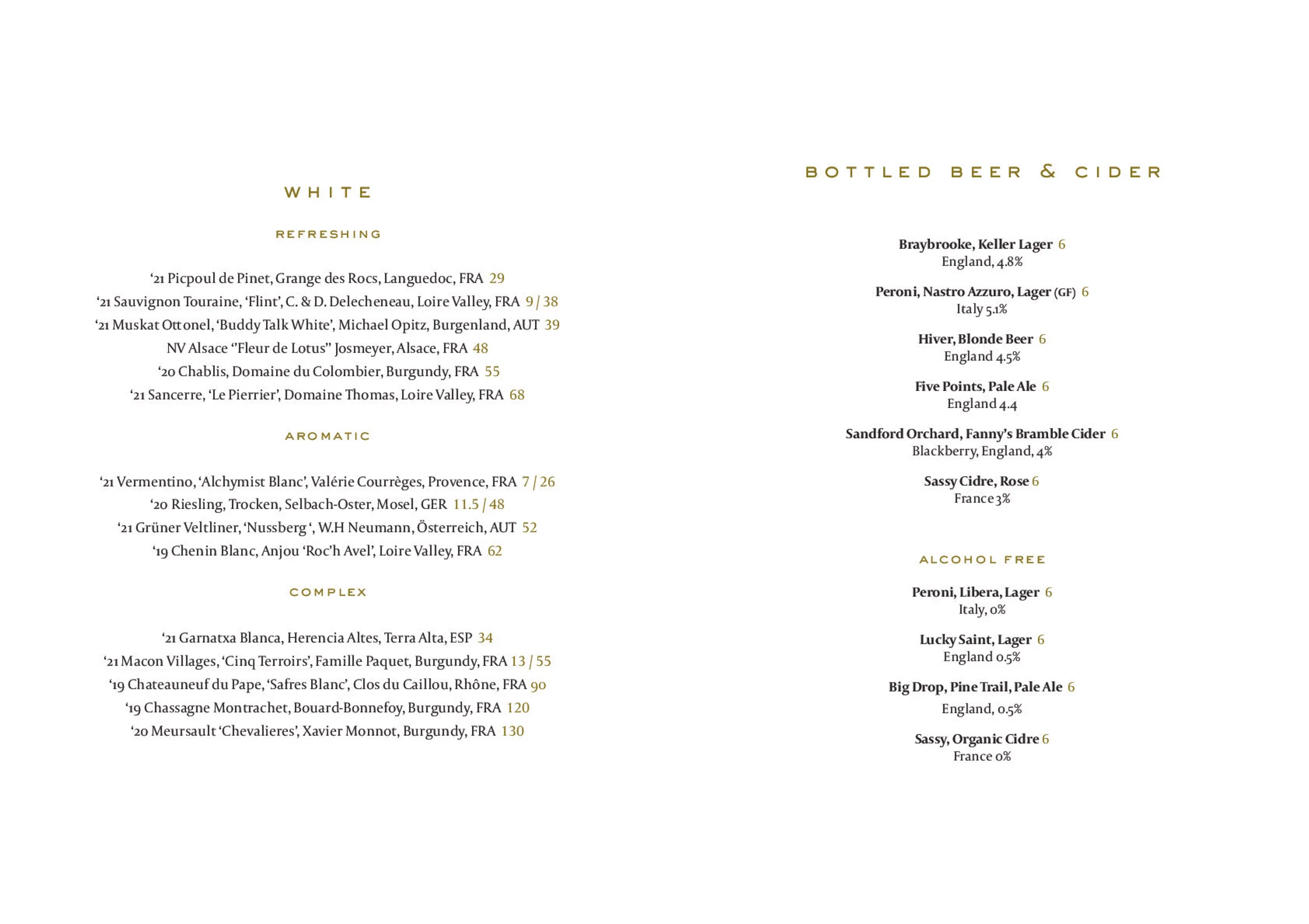 The Arber Garden menu, page 15