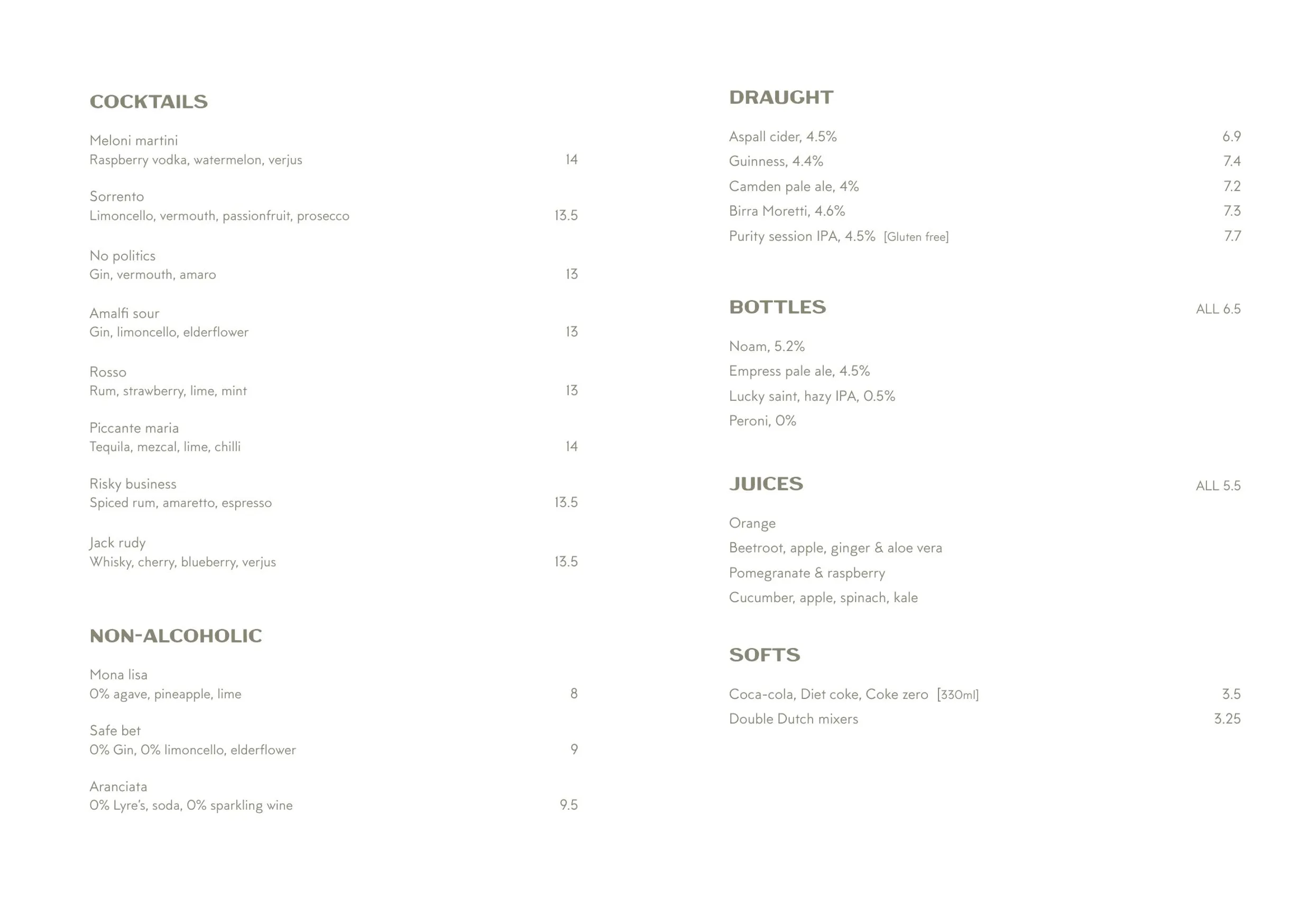 The Italian Greyhound menu, page 4
