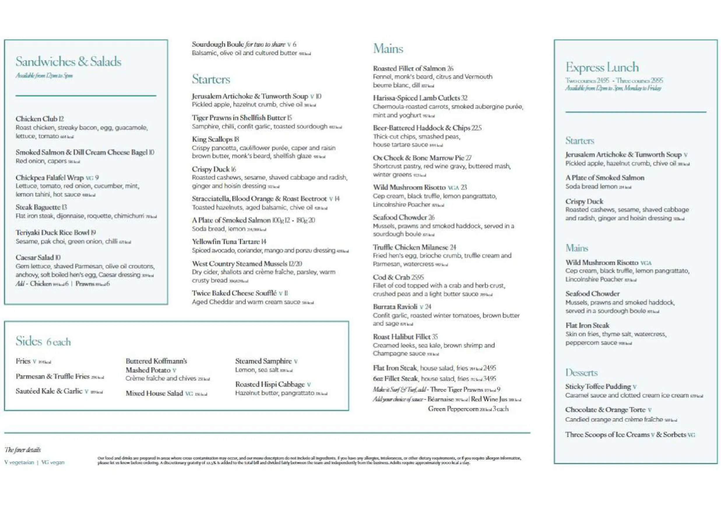 Harbour Kitchen & Bar menu, page 1