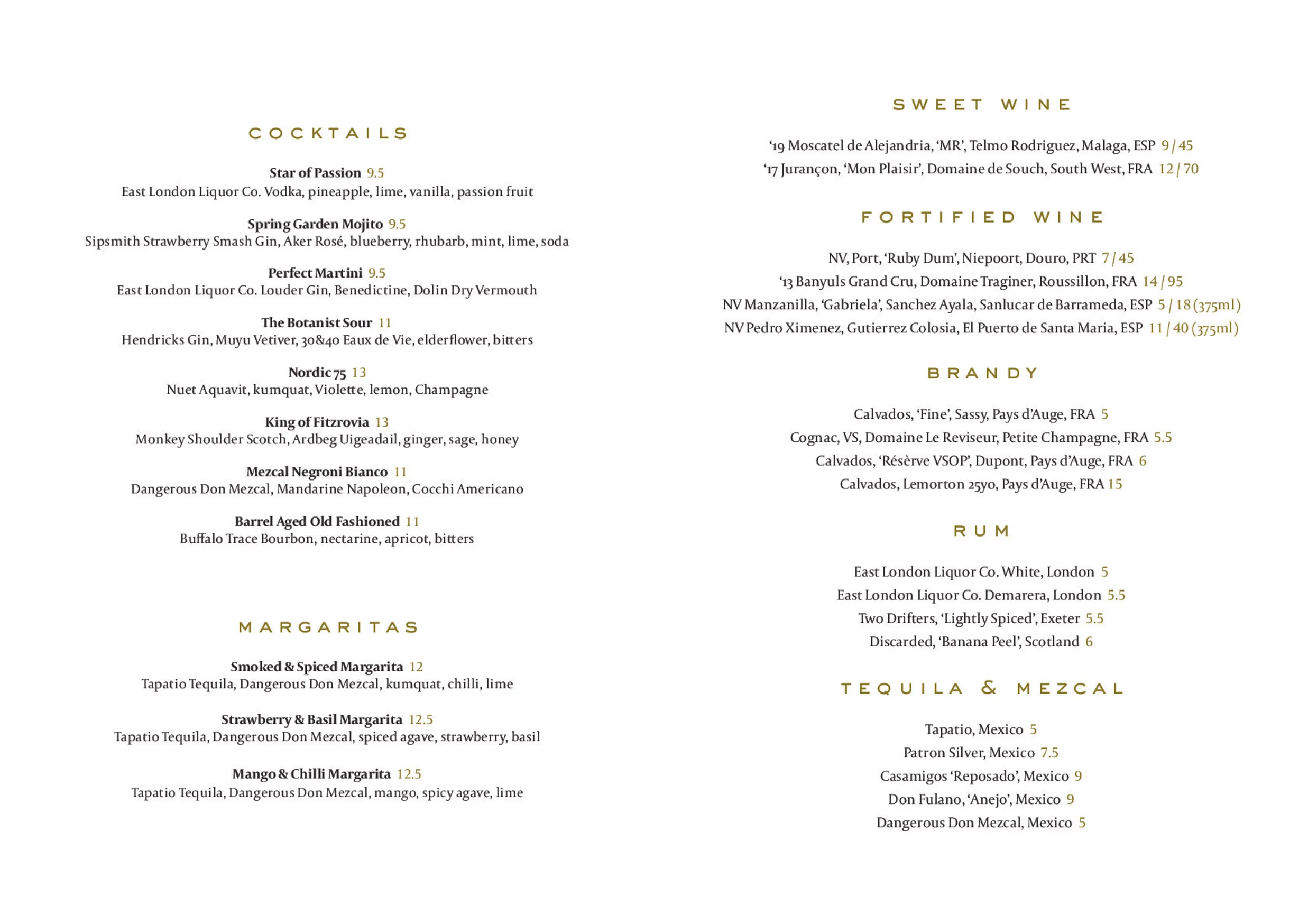 The Arber Garden menu, page 12