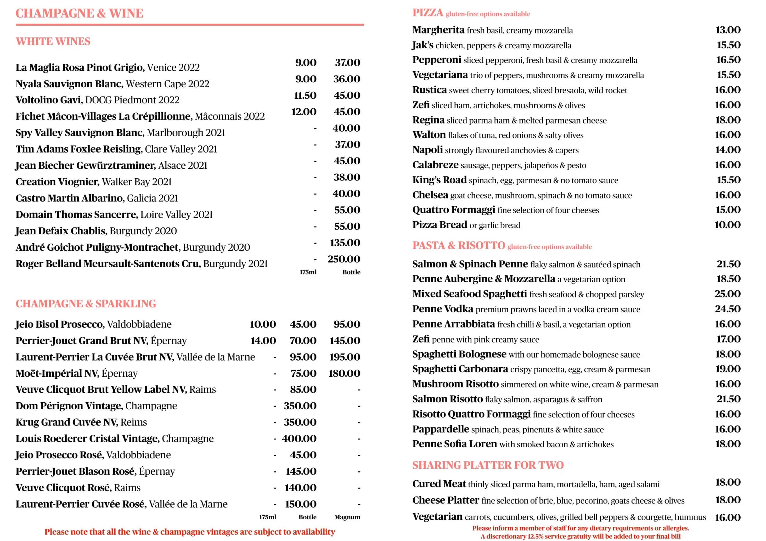 Zefi menu, page 2