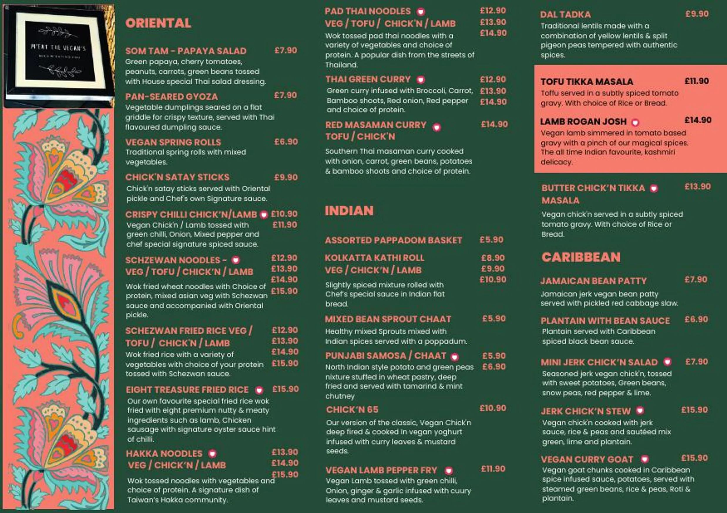 M'eat The Vegans menu, page 1