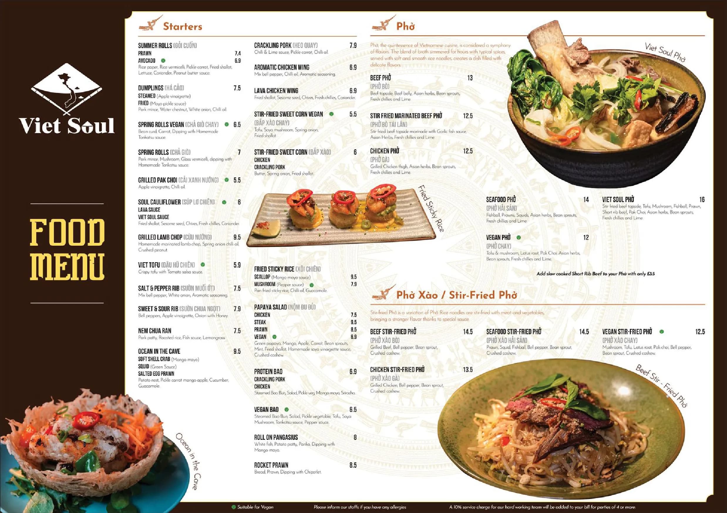Viet Soul menu, page 1