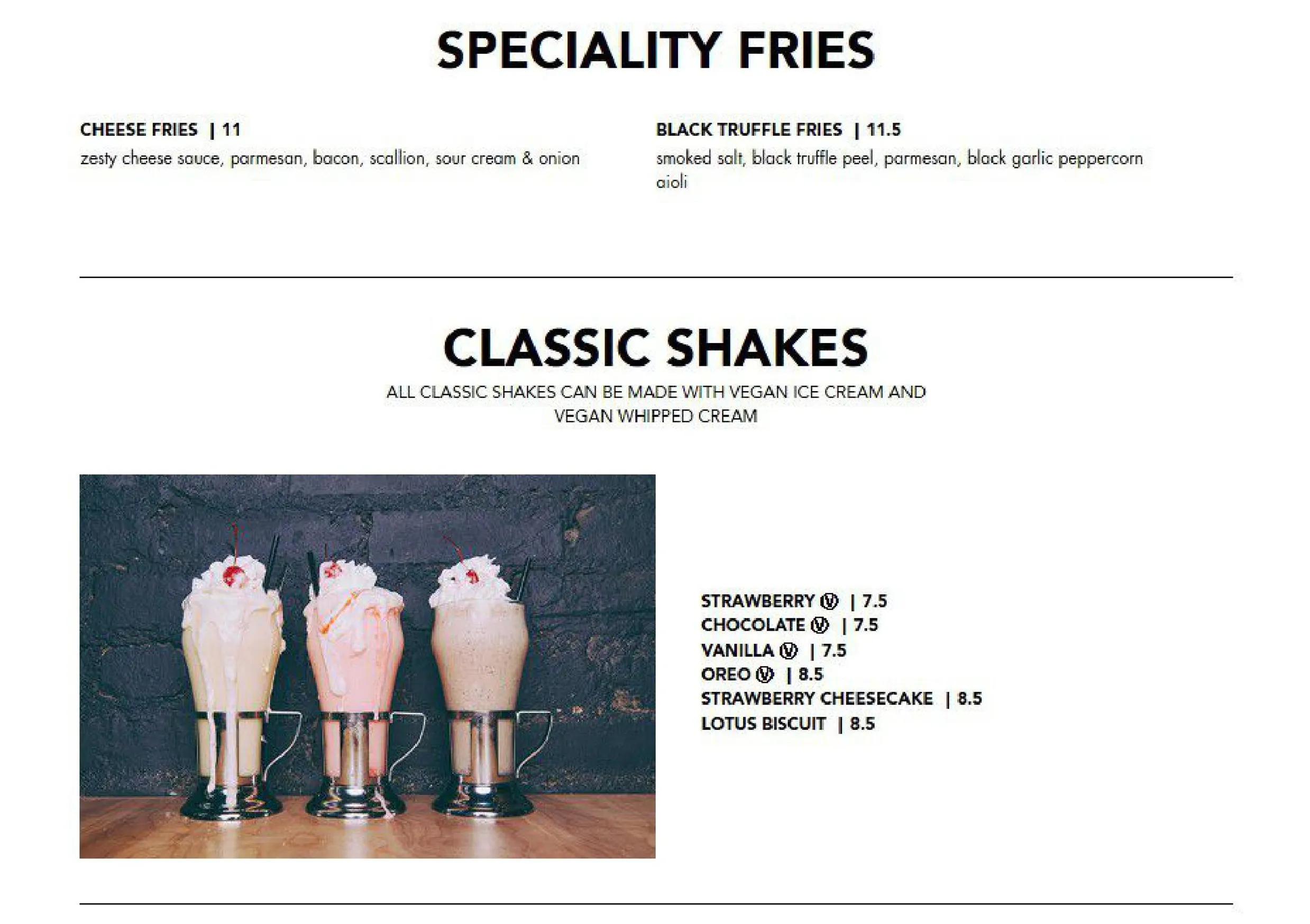 Black Tap menu, page 4