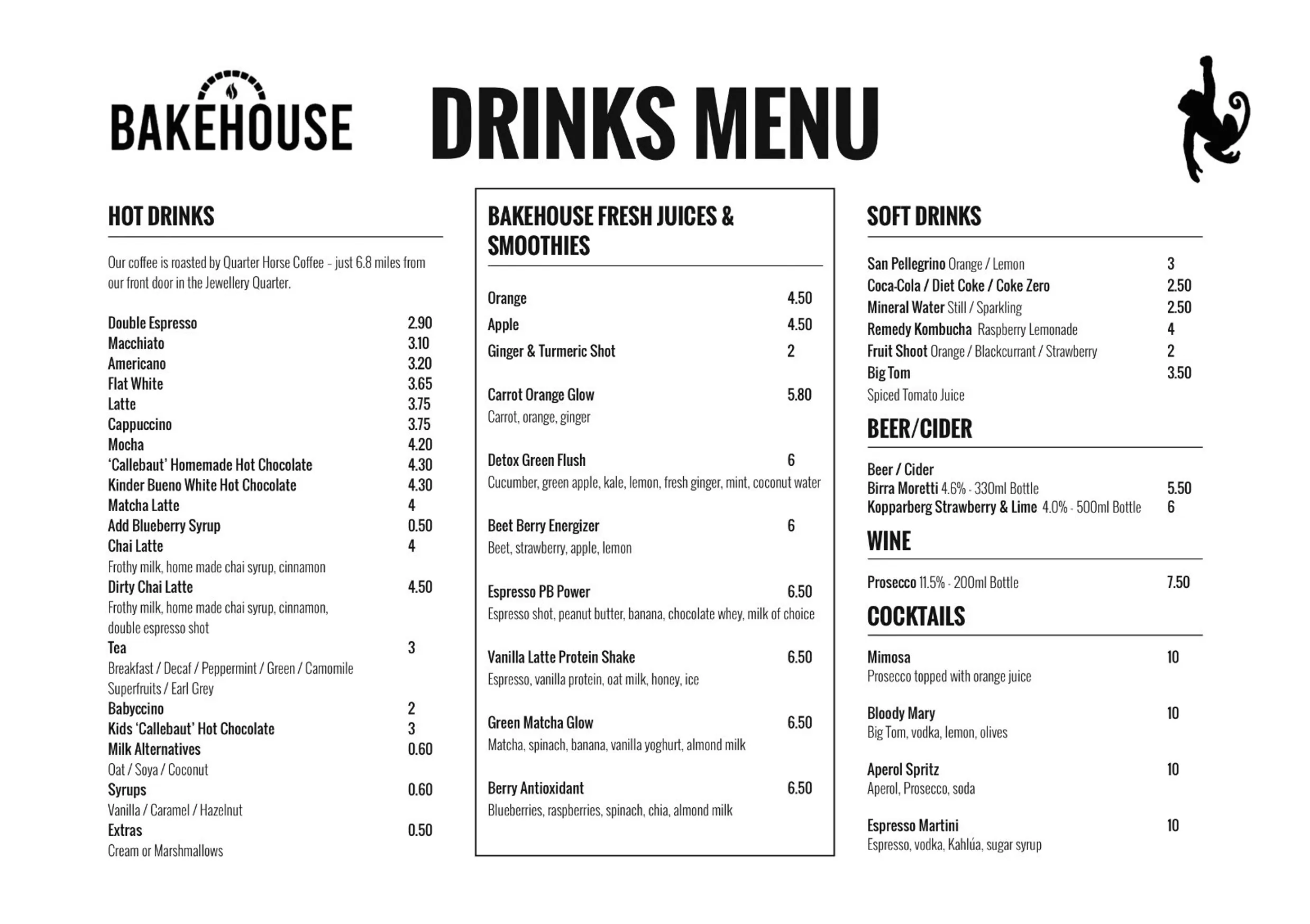 Bakehouse menu, page 2