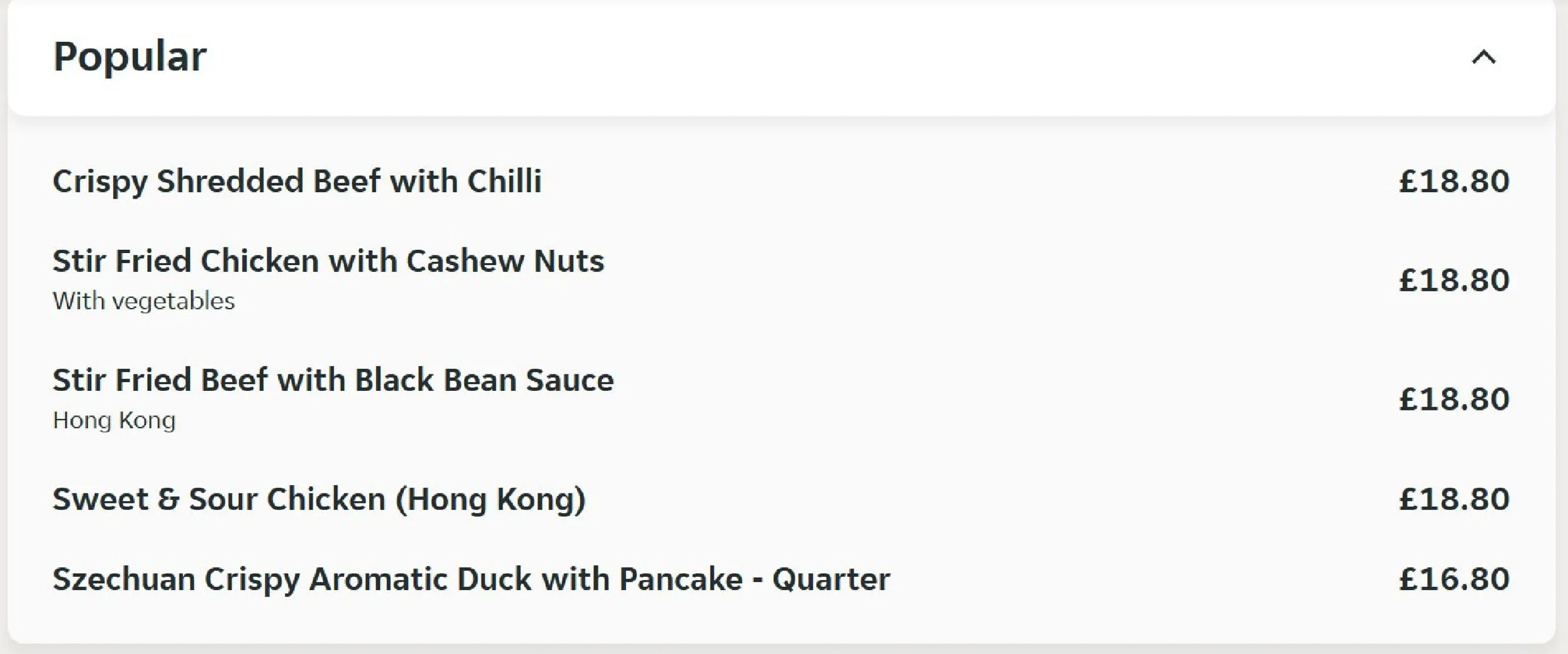 Oriental Dragon menu, page 1