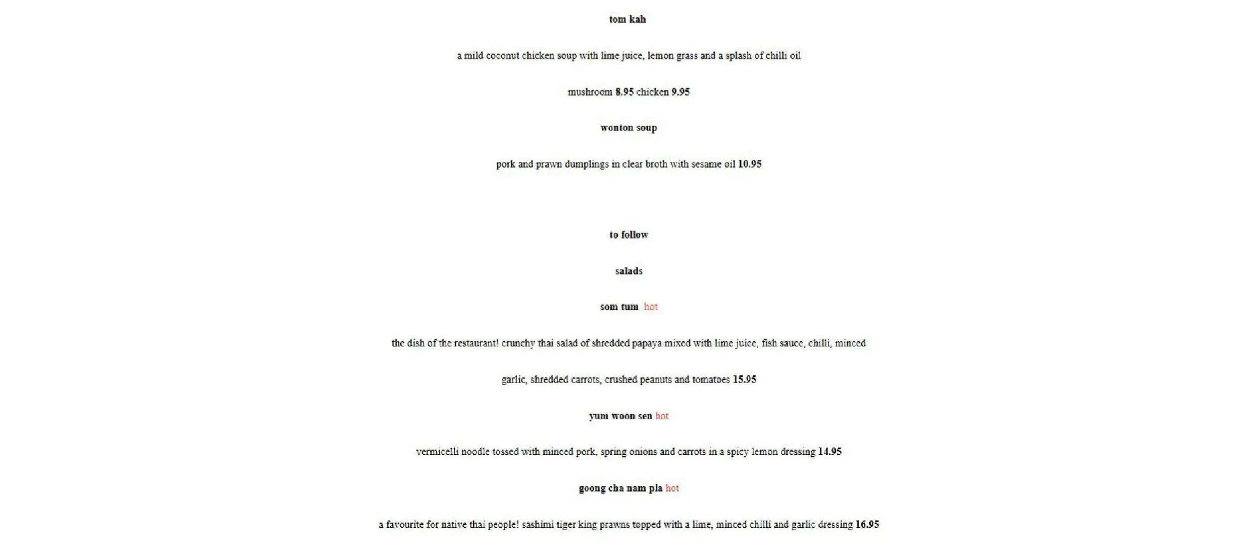 Papaya Tree menu, page 3