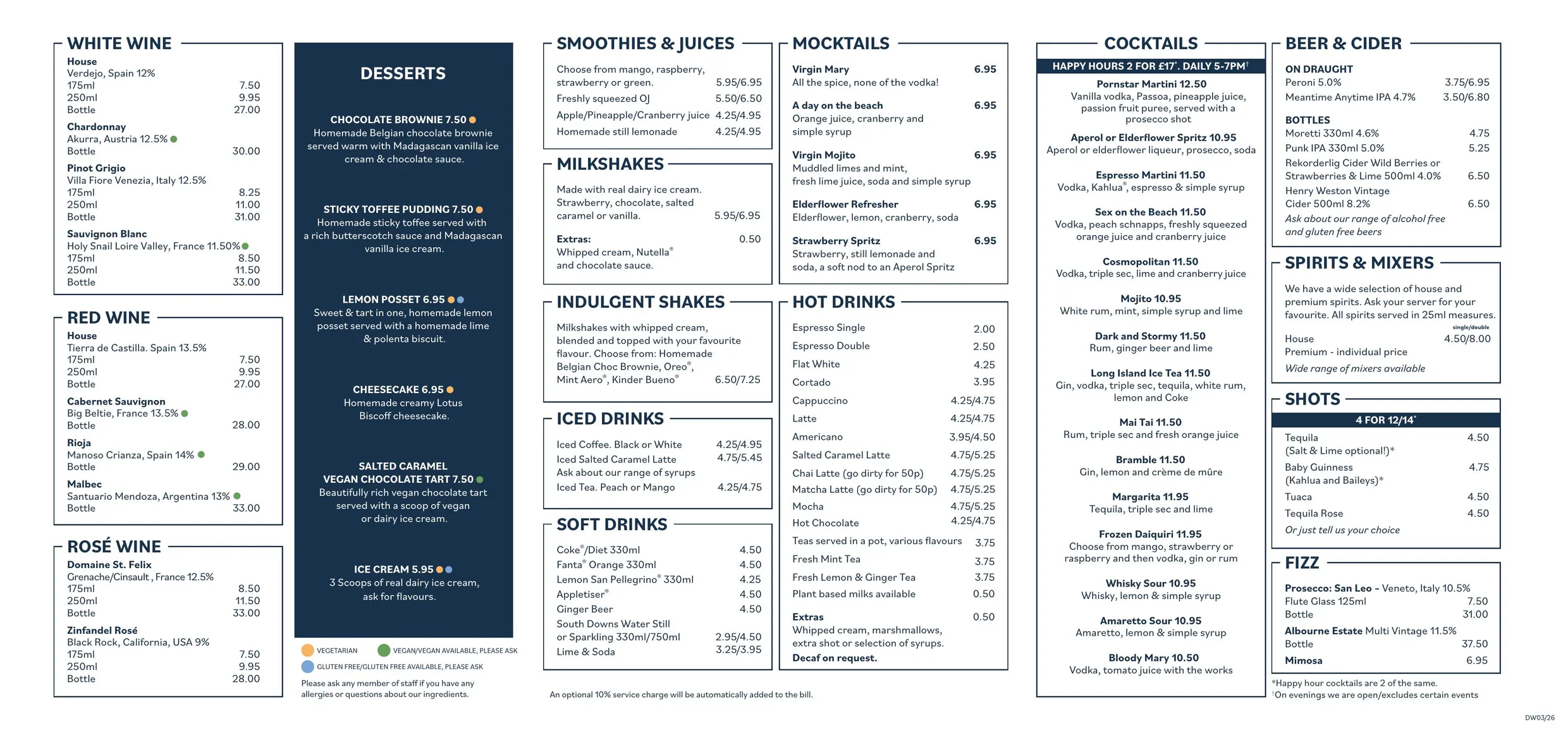 Jonny's Worthing menu, page 5